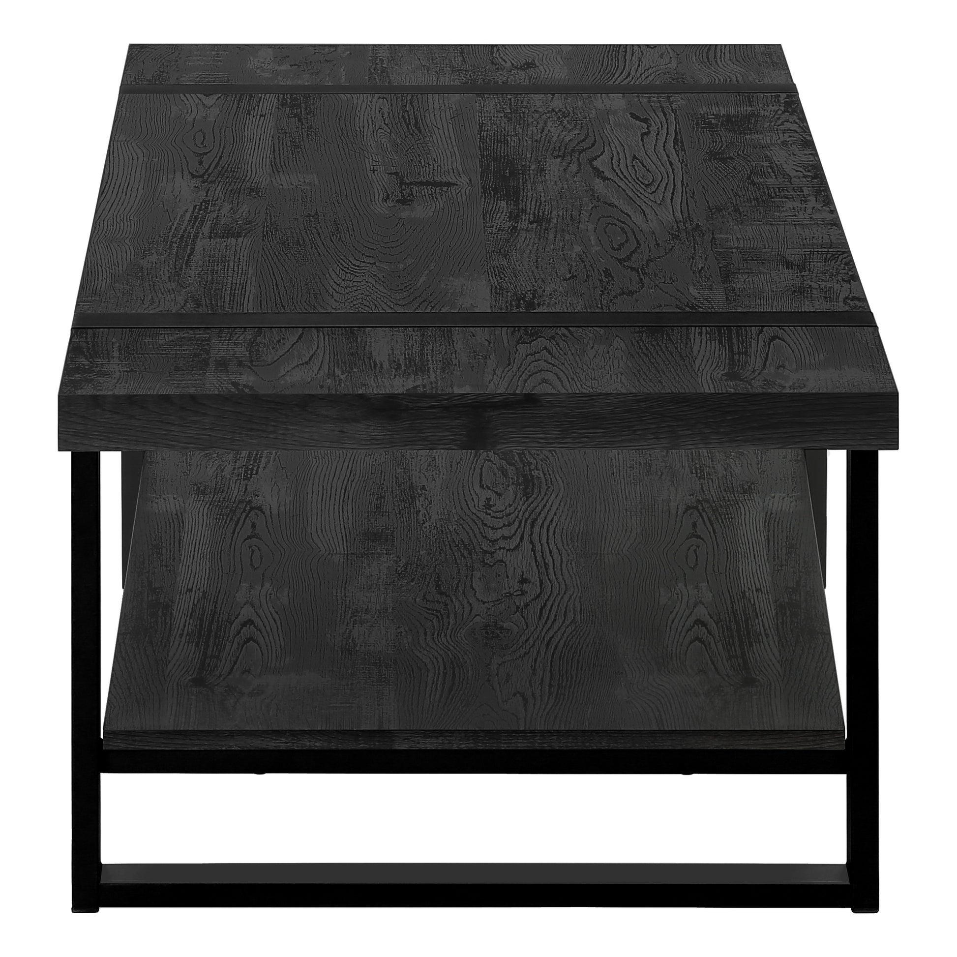 Coffee Table Brown Reclaimed Wood Black Metal-Accent Table-DECOROLALA