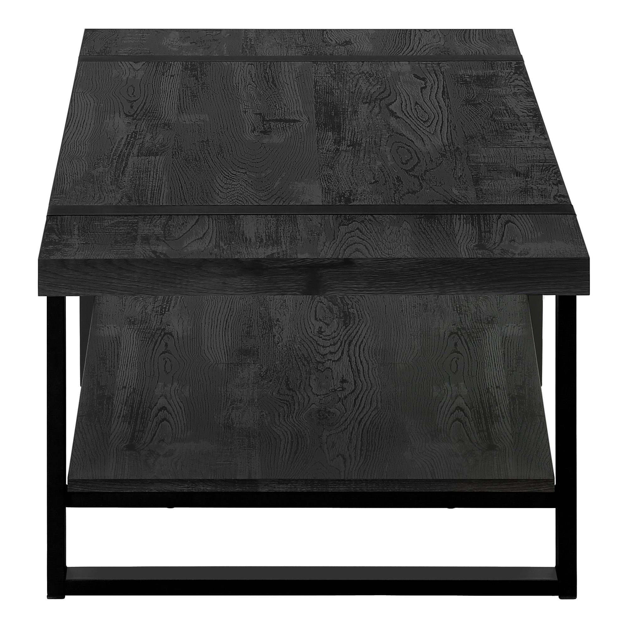 Coffee Table Brown Reclaimed Wood Black Metal-Accent Table-DECOROLALA