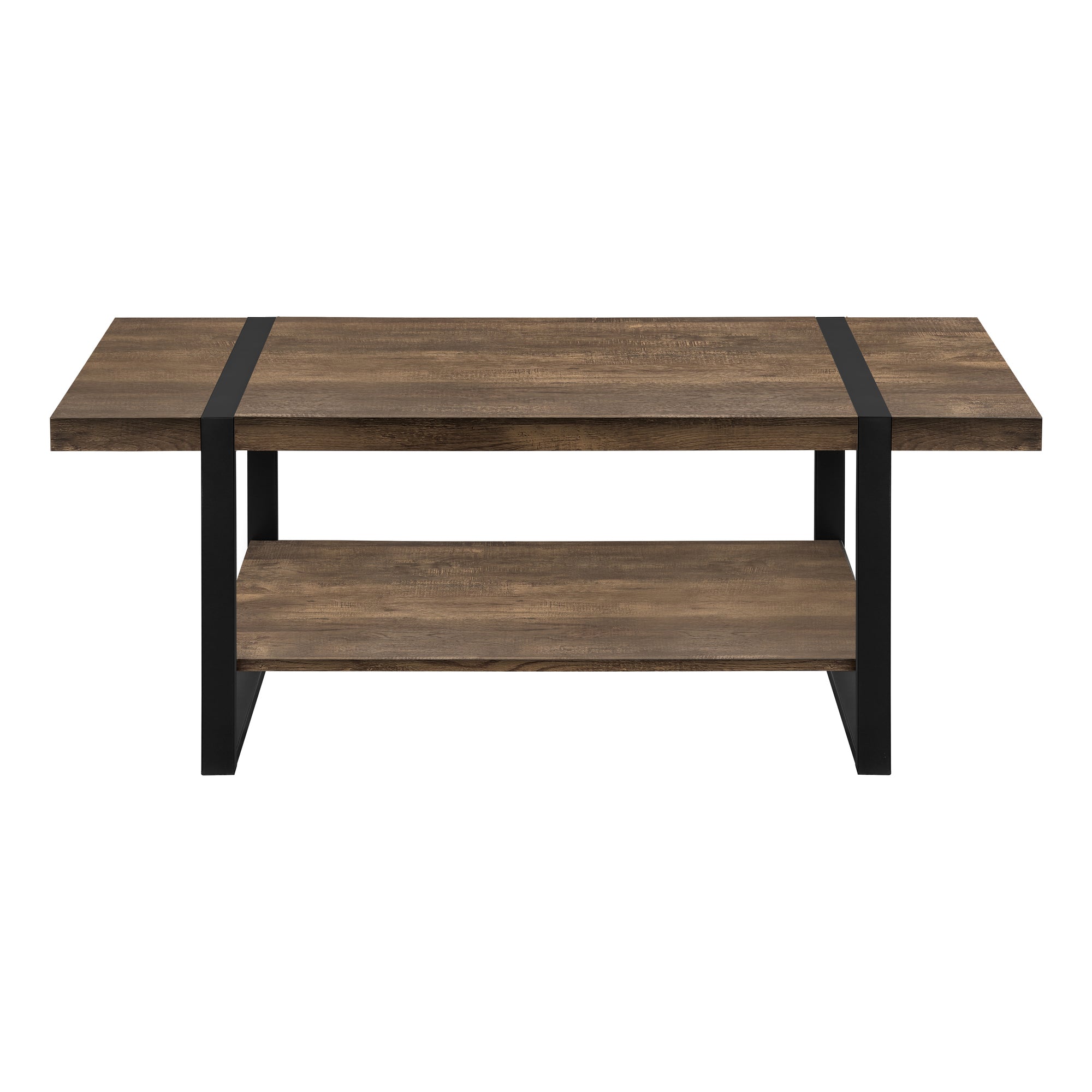 Coffee Table Brown Reclaimed Wood Black Metal-Accent Table-DECOROLALA