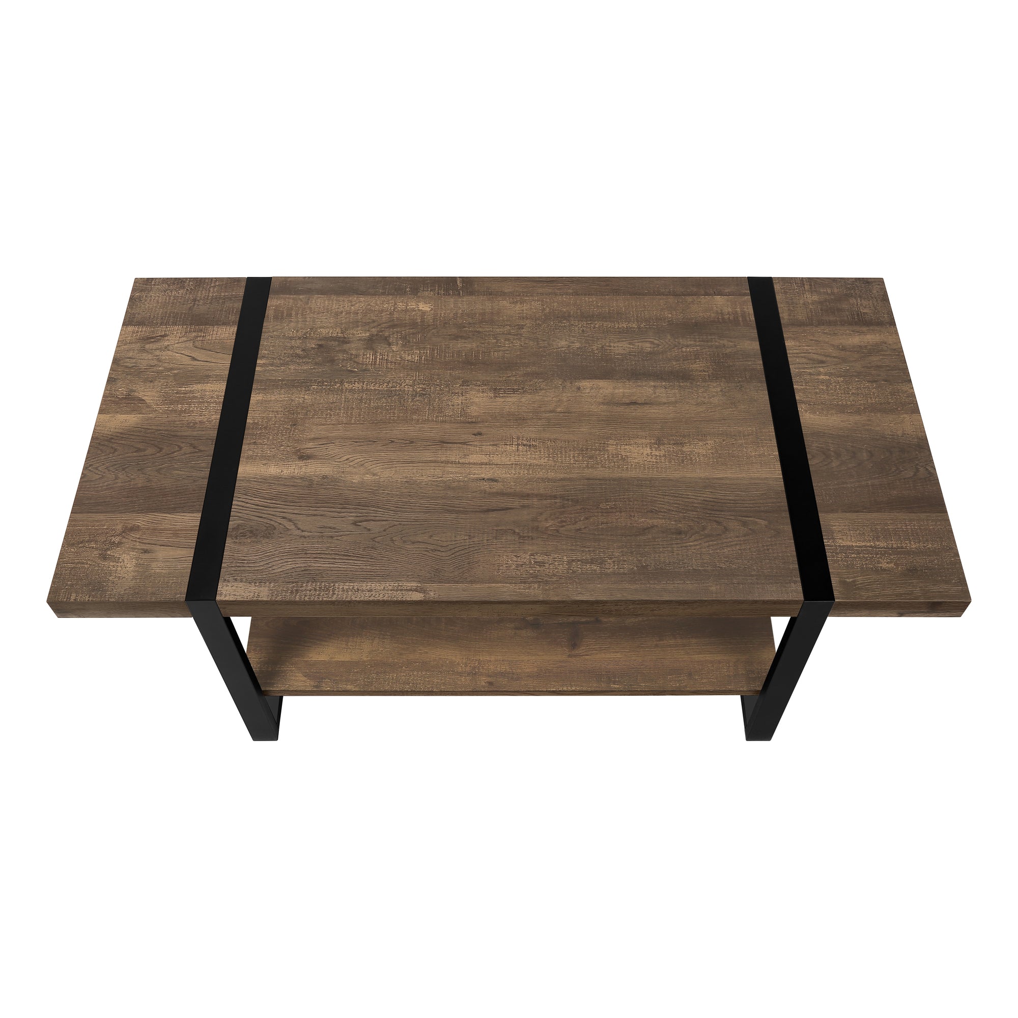 Coffee Table - Brown Reclaimed Wood-Look / Black Metal-Accent Table-DECOROLALA