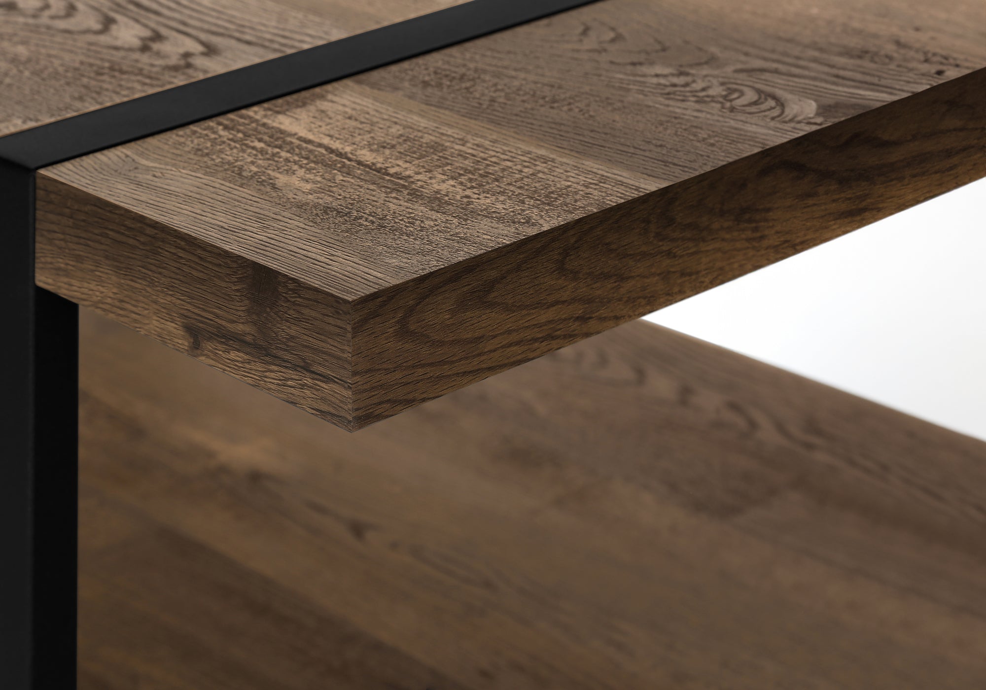 Coffee Table - Brown Reclaimed Wood-Look / Black Metal-Accent Table-DECOROLALA