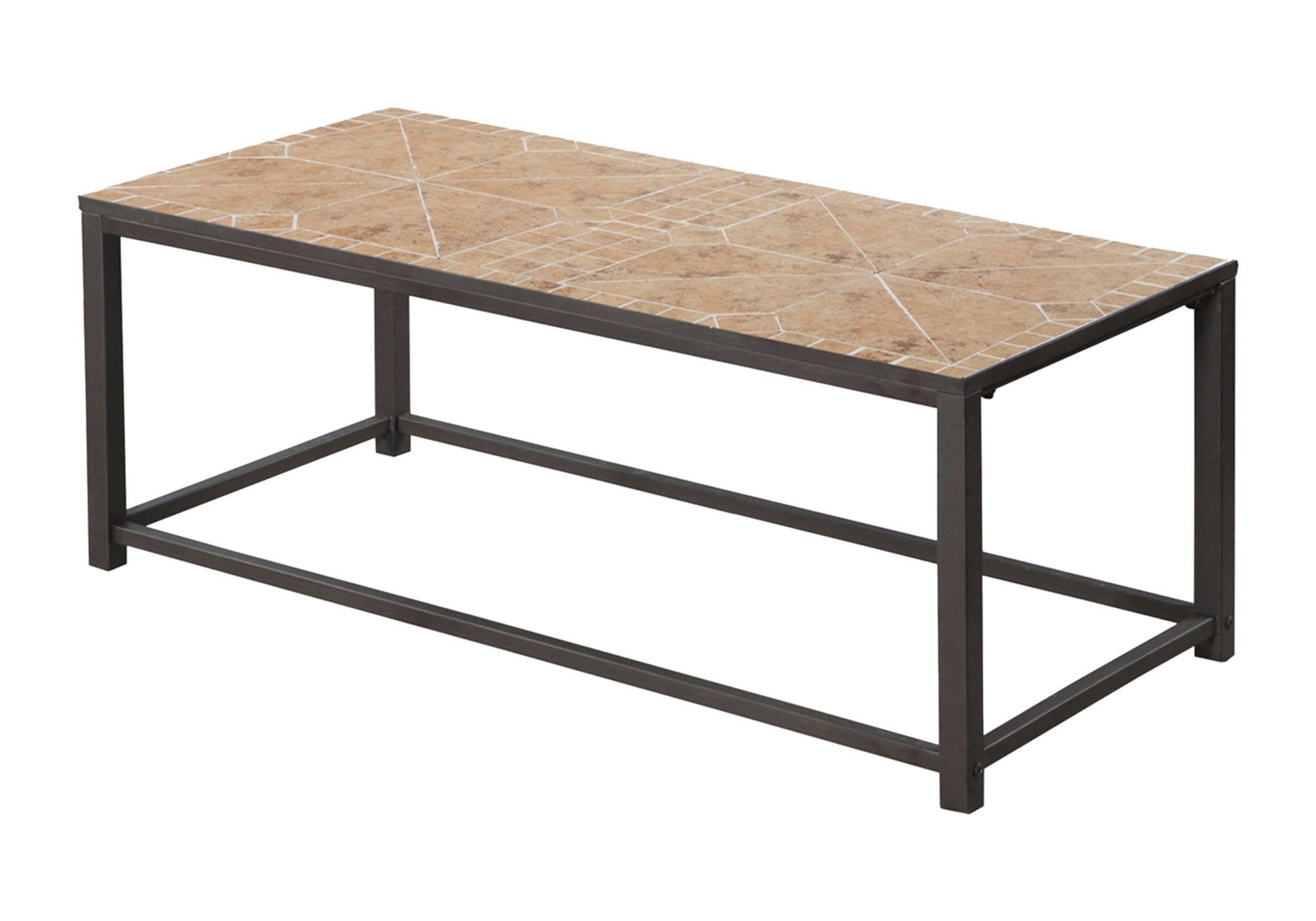 Coffee Table Grey Blue Tile Top Silver Base 42x20-Accent Table-DECOROLALA