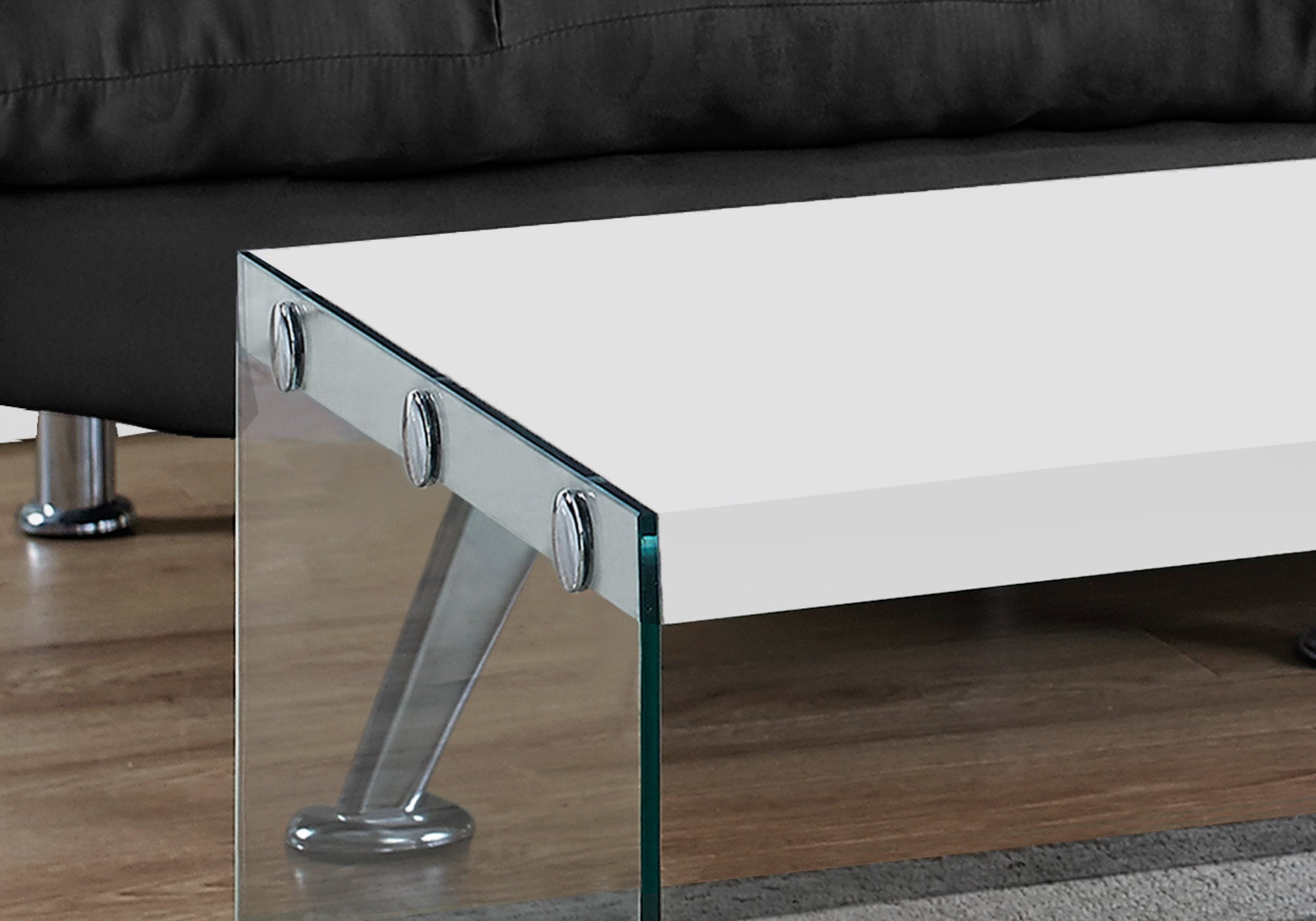Coffee Table Grey Cement Look Tempered Glass-Accent Table-DECOROLALA