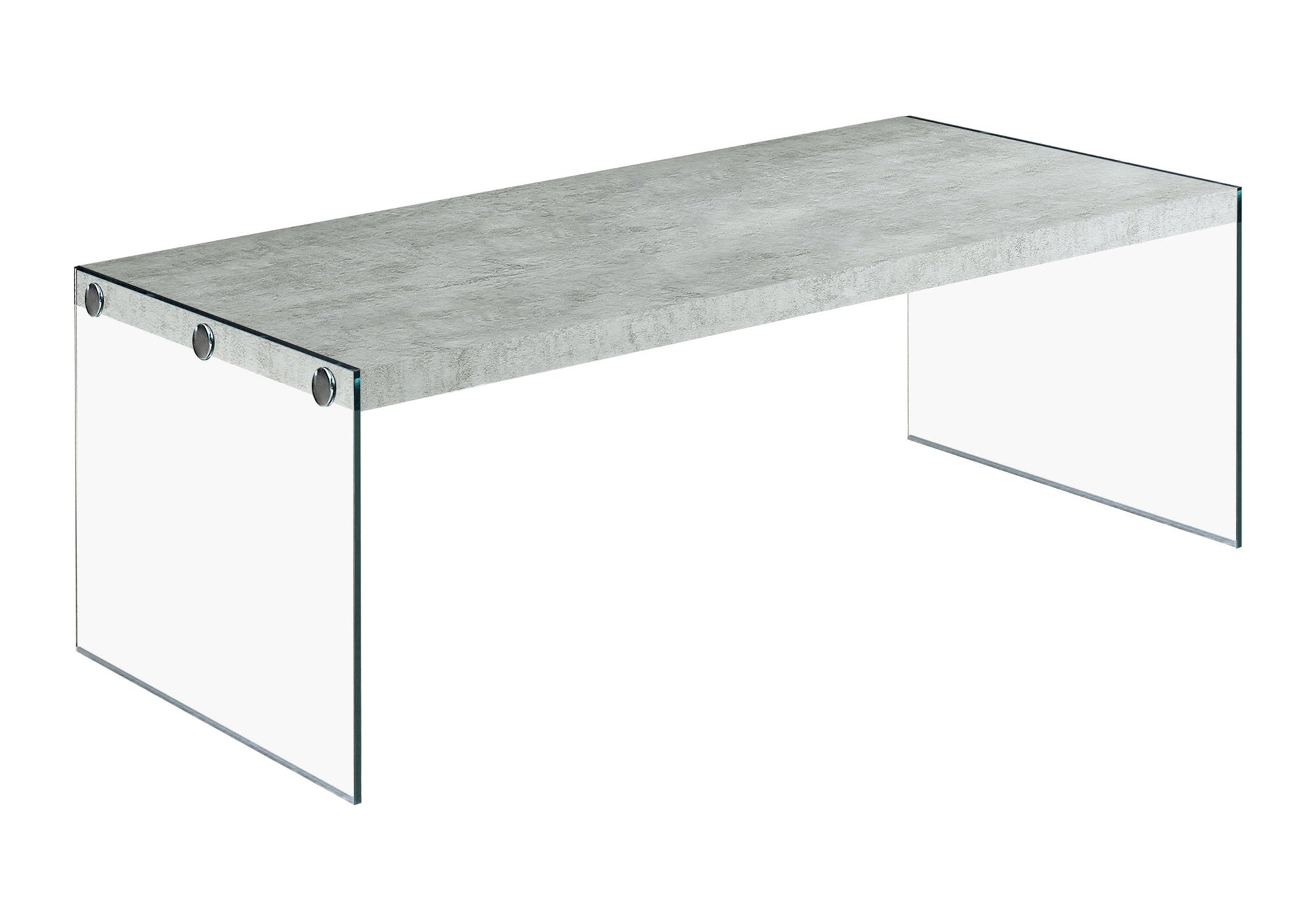 Coffee Table Grey Cement Look Tempered Glass-Accent Table-DECOROLALA