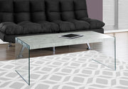 Coffee Table - Grey Cement With Tempered Glass-Accent Table-DECOROLALA