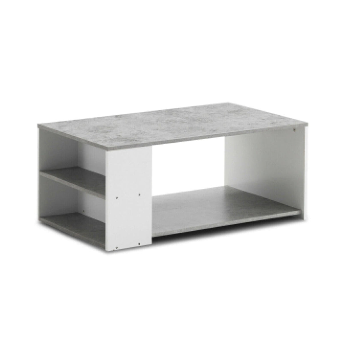Coffee Table Sofa Side Table with Storage Shelves-Gray-Coffee Tables-DECOROLALA
