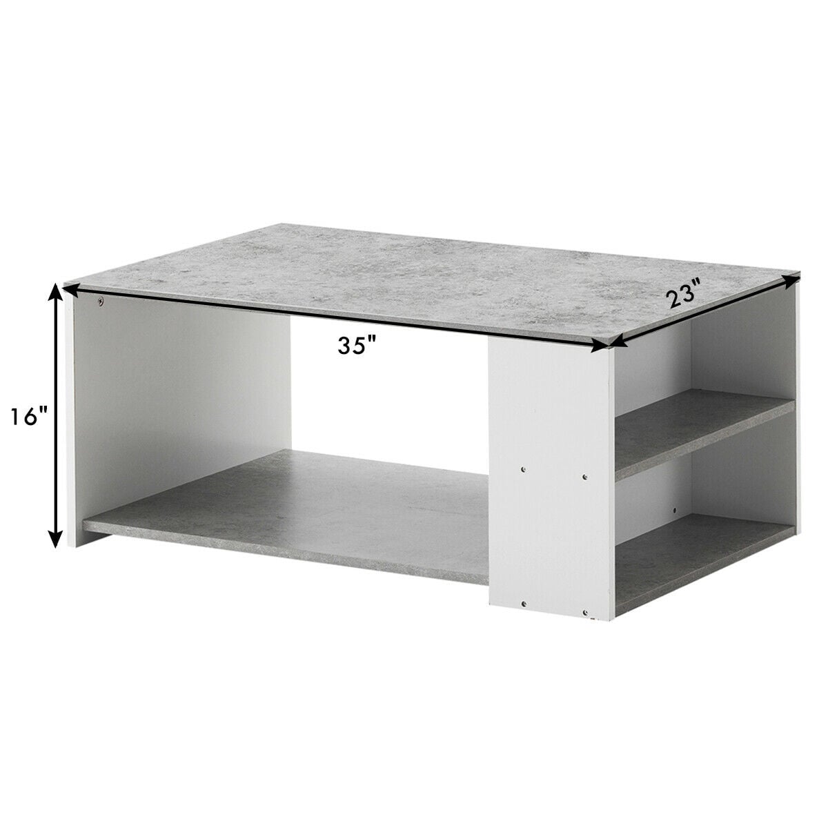 Coffee Table Sofa Side Table with Storage Shelves-Gray-Coffee Tables-DECOROLALA