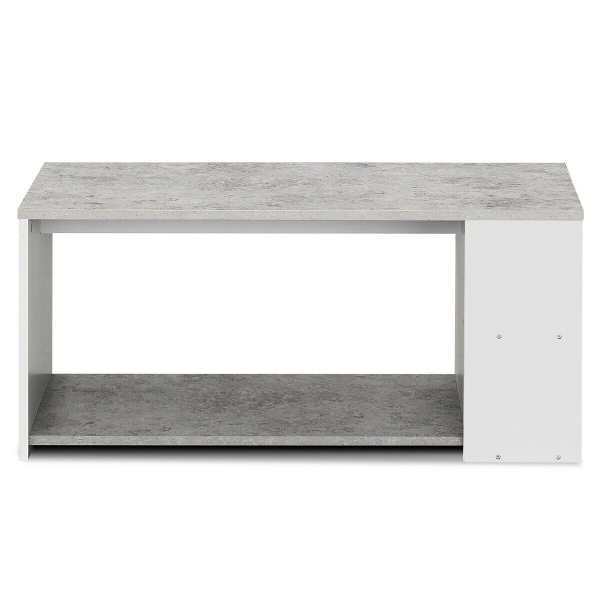 Coffee Table Sofa Side Table with Storage Shelves-Gray-Coffee Tables-DECOROLALA