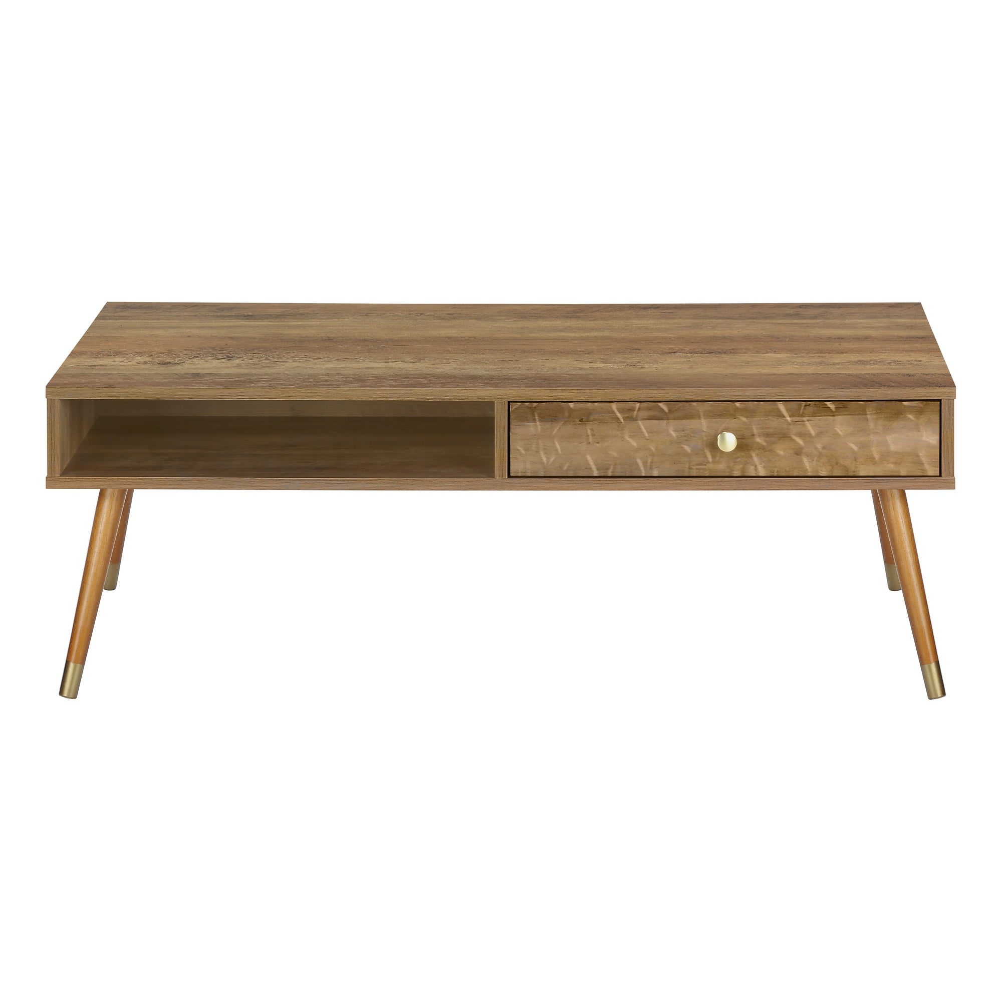 Coffee Table Walnut Mid-Century Modern with Drawer-Coffee Table-DECOROLALA