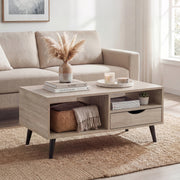 Coffee Table with Storage Rustic Rectangle Center Table-Natural-Coffee Tables-DECOROLALA