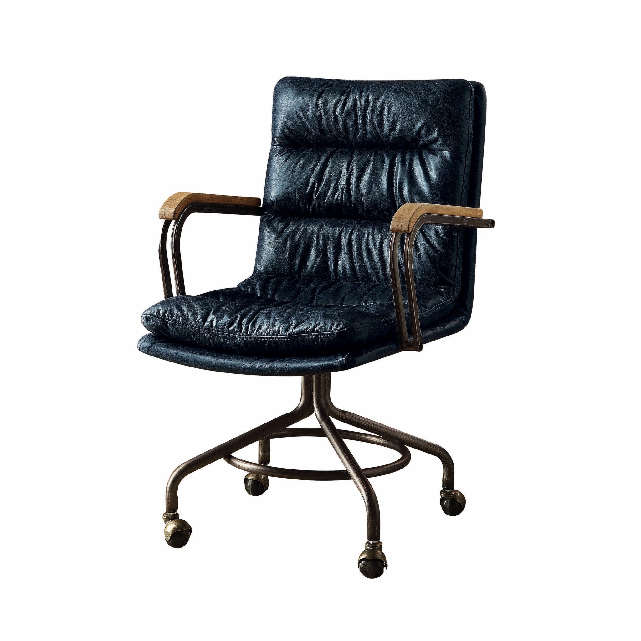 Coffee and Dark Brown Swivel Leather Rolling Executive Office Chair-Office Chairs-DECOROLALA