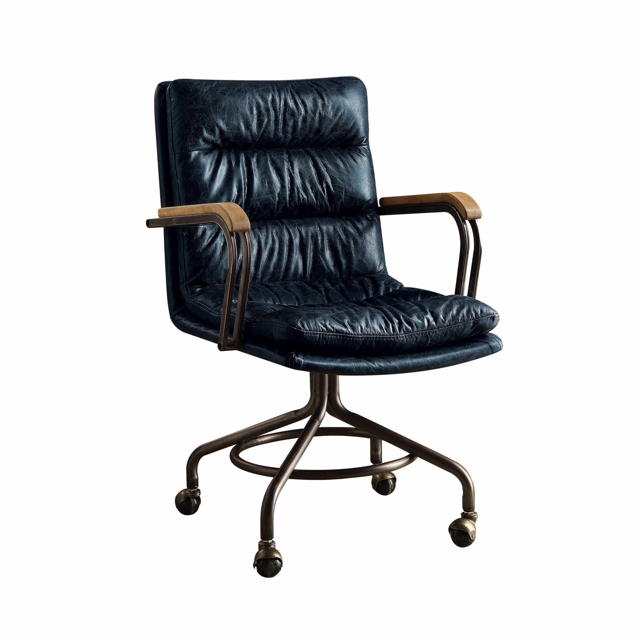 Coffee and Dark Brown Swivel Leather Rolling Executive Office Chair-Office Chairs-DECOROLALA