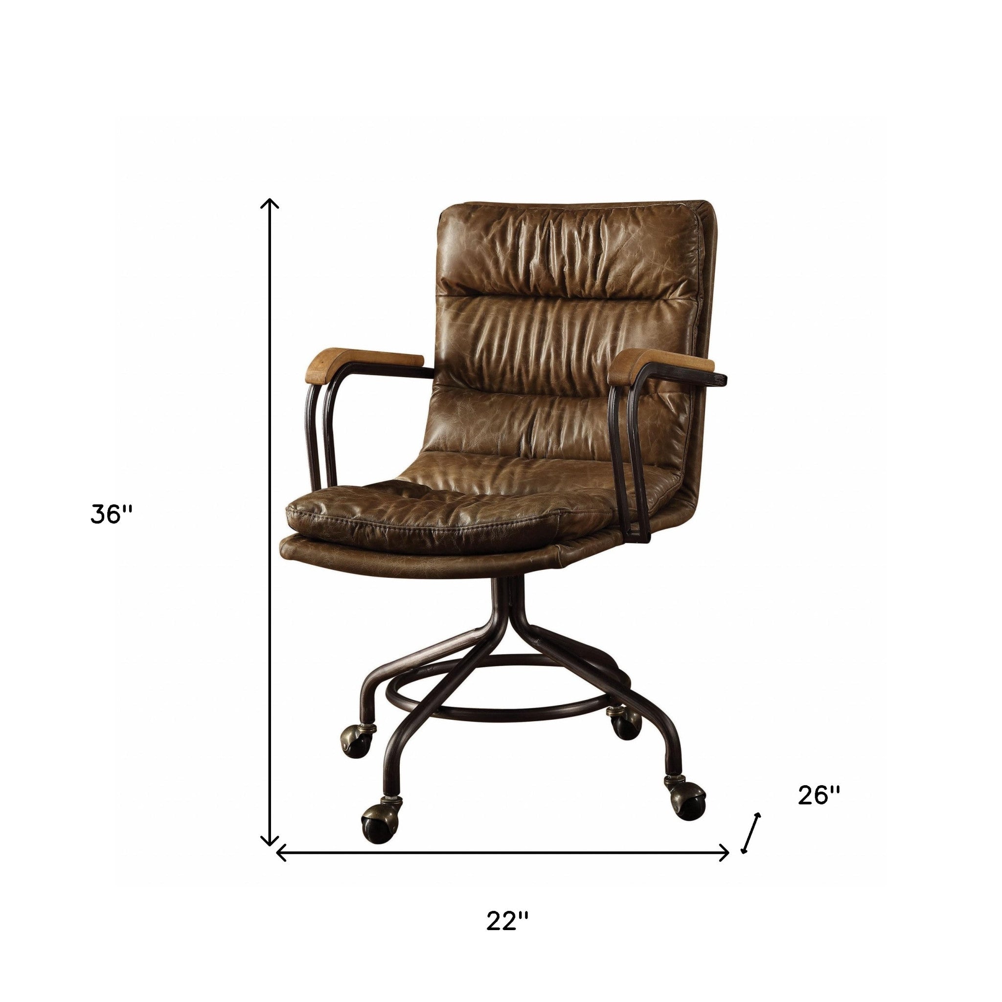 Coffee and Dark Brown Swivel Leather Rolling Executive Office Chair-Office Chairs-DECOROLALA