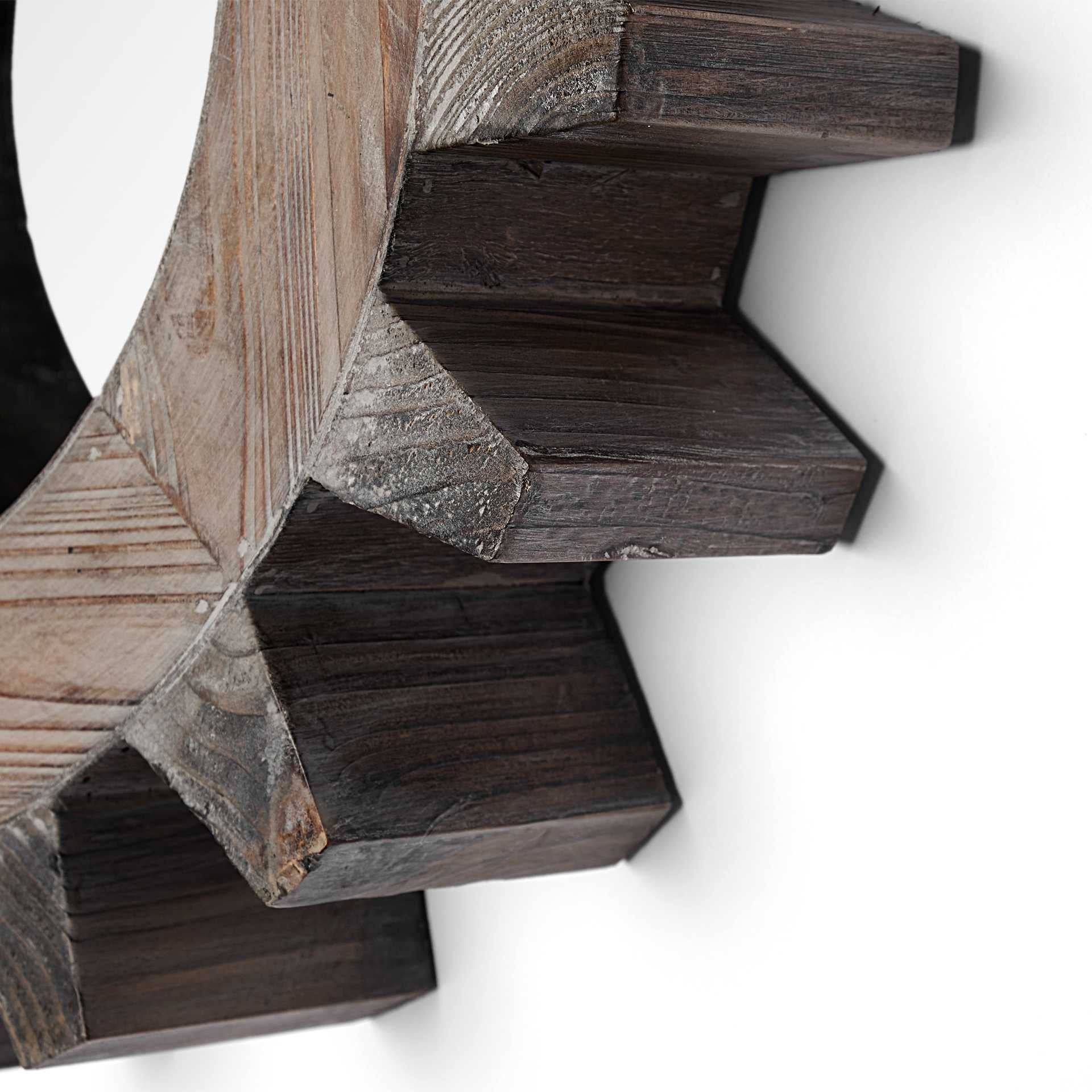 Cog 17" Round Natural Wood Frame Wall Mirror-Mirrors-DECOROLALA