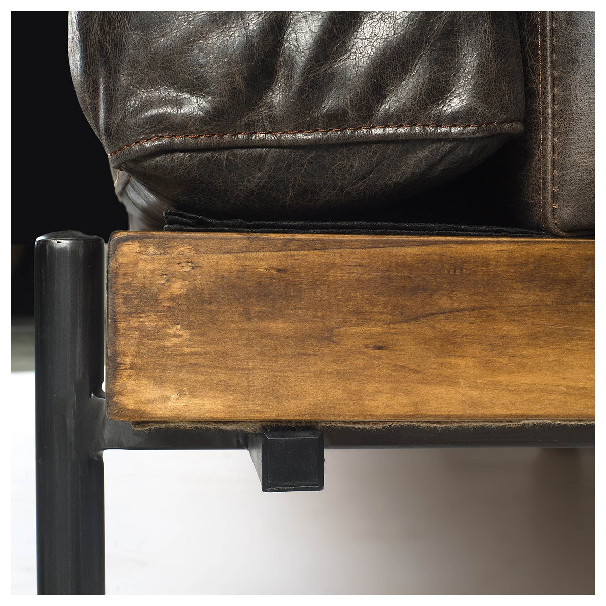 Colburne Brown Leather Club Chair - Black Metal Base-Chairs-DECOROLALA
