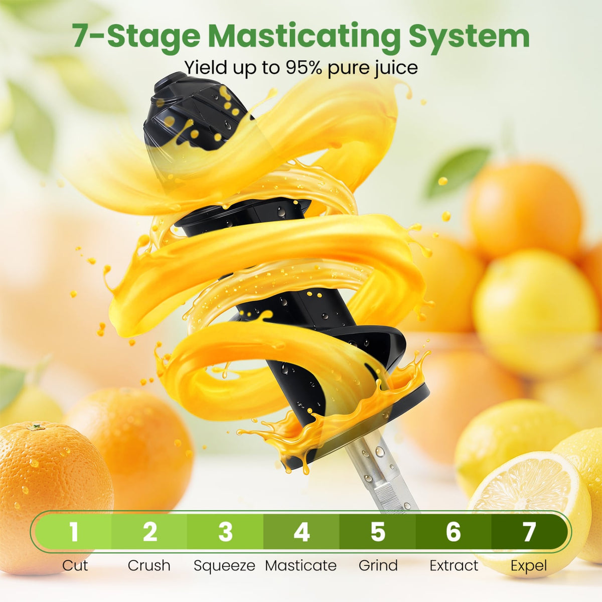 Cold Press Juicer Machine with 95% High Yield and 2-Speed Modes-Sliver-Juicers & Coffee Machines-DECOROLALA