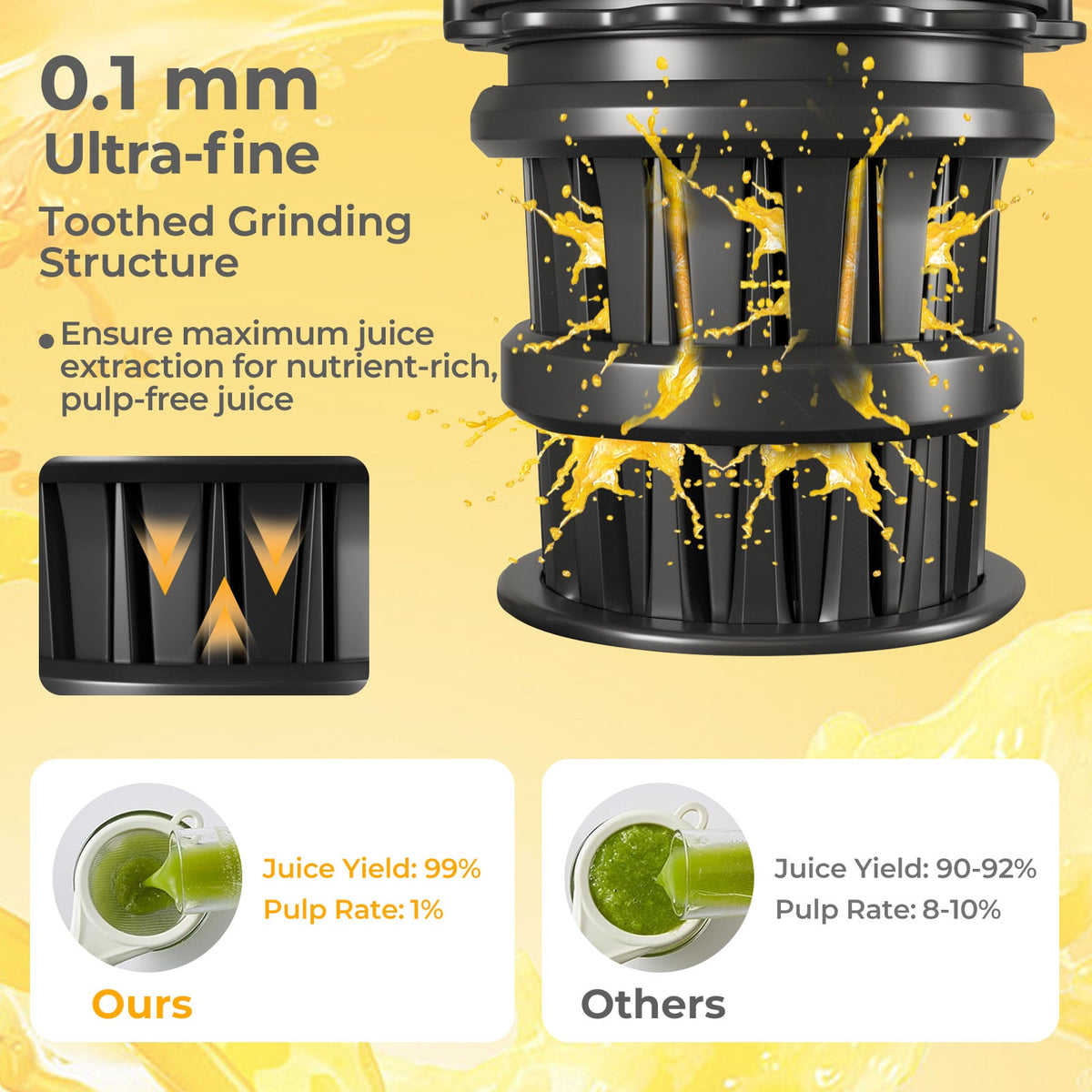 Cold Press Juicer with 5.3 Inches Feed Chute High Juice Yield and Reverse Function-Kitchen Utensils-DECOROLALA