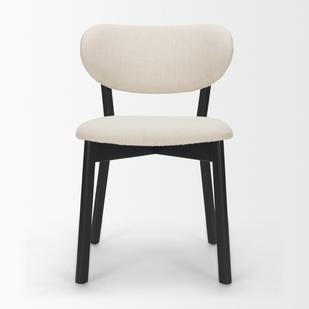 Cole Open Back Dining Side Chair | Natural Linen w/ Dark Wood-Dining Chairs-DECOROLALA