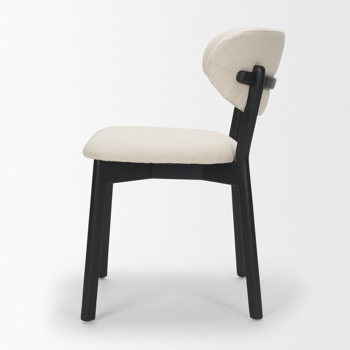 Cole Open Back Dining Side Chair | Natural Linen w/ Dark Wood-Dining Chairs-DECOROLALA