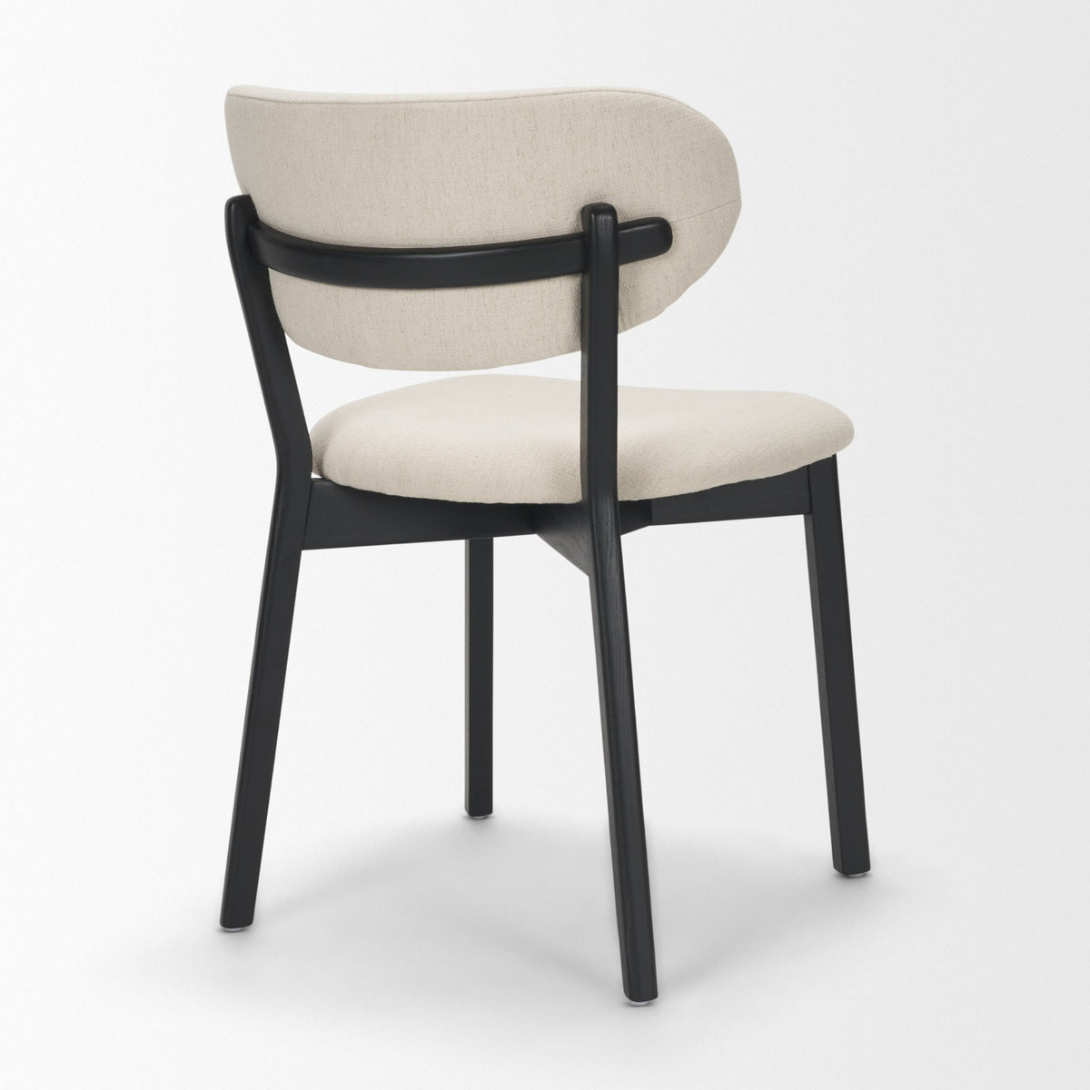 Cole Open Back Dining Side Chair | Natural Linen w/ Dark Wood-Dining Chairs-DECOROLALA