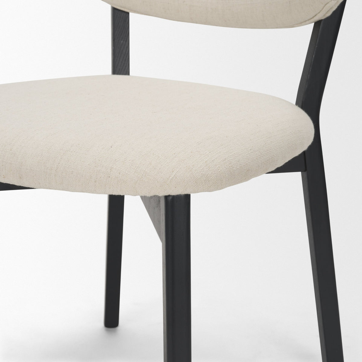 Cole Open Back Dining Side Chair | Natural Linen w/ Dark Wood-Dining Chairs-DECOROLALA