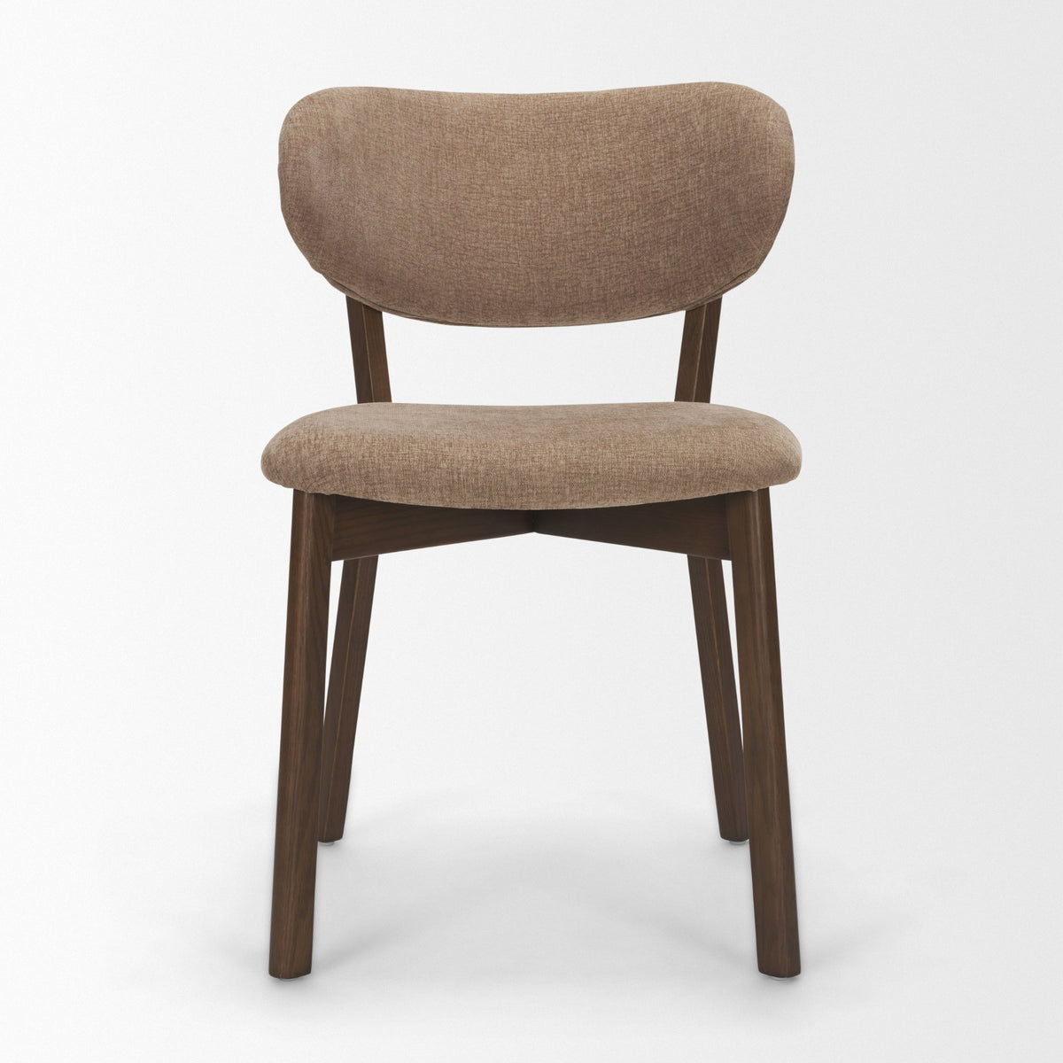 Cole Open Back Dining Side Chair | Stonewashed Latte Fabric w/ Wood-Dining Chairs-DECOROLALA