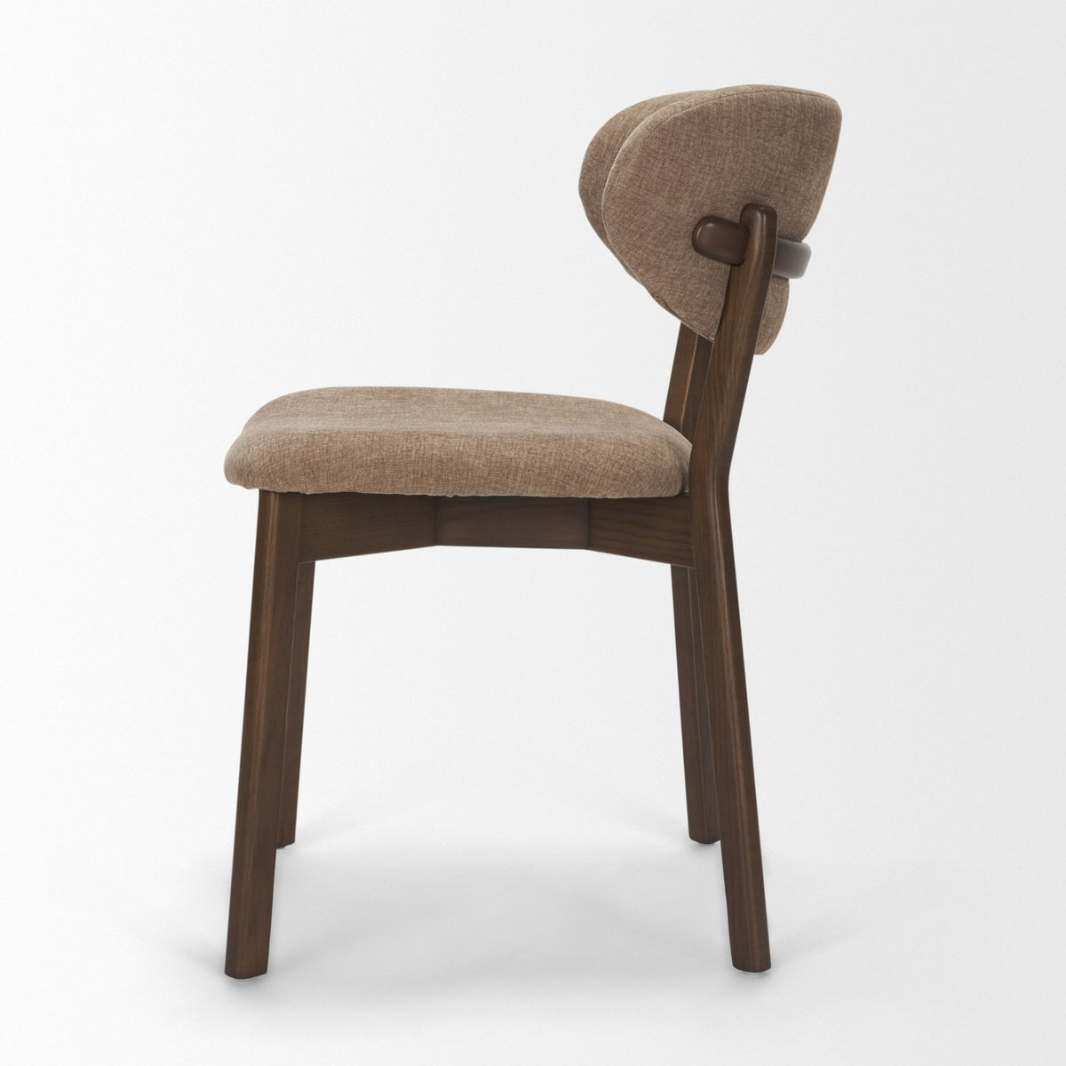Cole Open Back Dining Side Chair | Stonewashed Latte Fabric w/ Wood-Dining Chairs-DECOROLALA