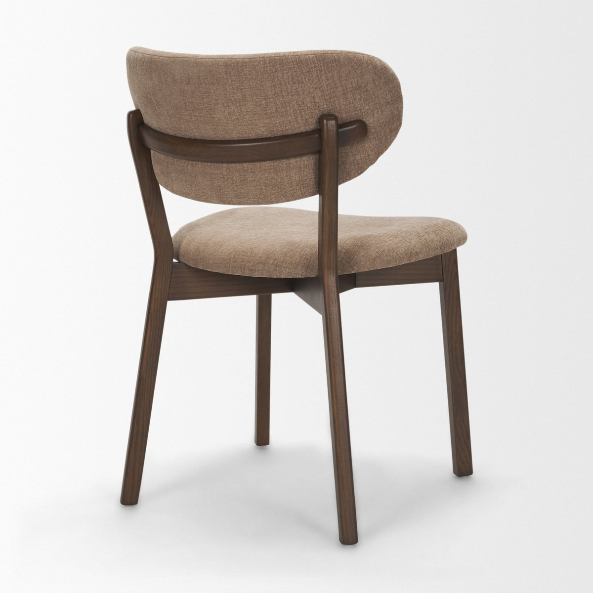Cole Open Back Dining Side Chair | Stonewashed Latte Fabric w/ Wood-Dining Chairs-DECOROLALA