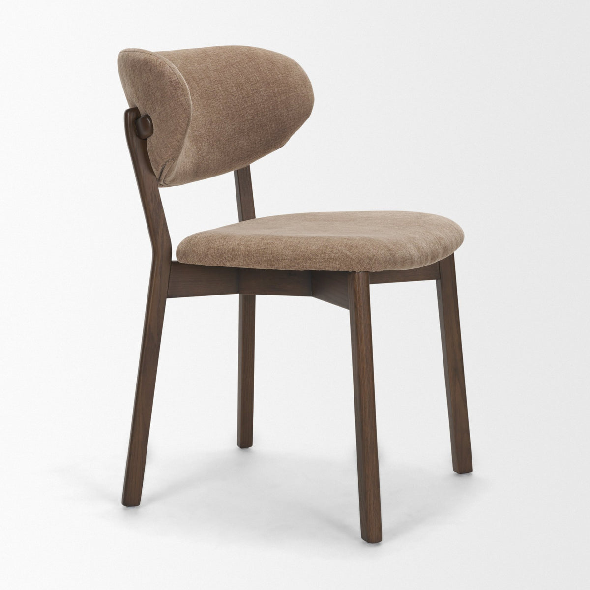 Cole Open Back Dining Side Chair | Stonewashed Latte Fabric w/ Wood-Dining Chairs-DECOROLALA