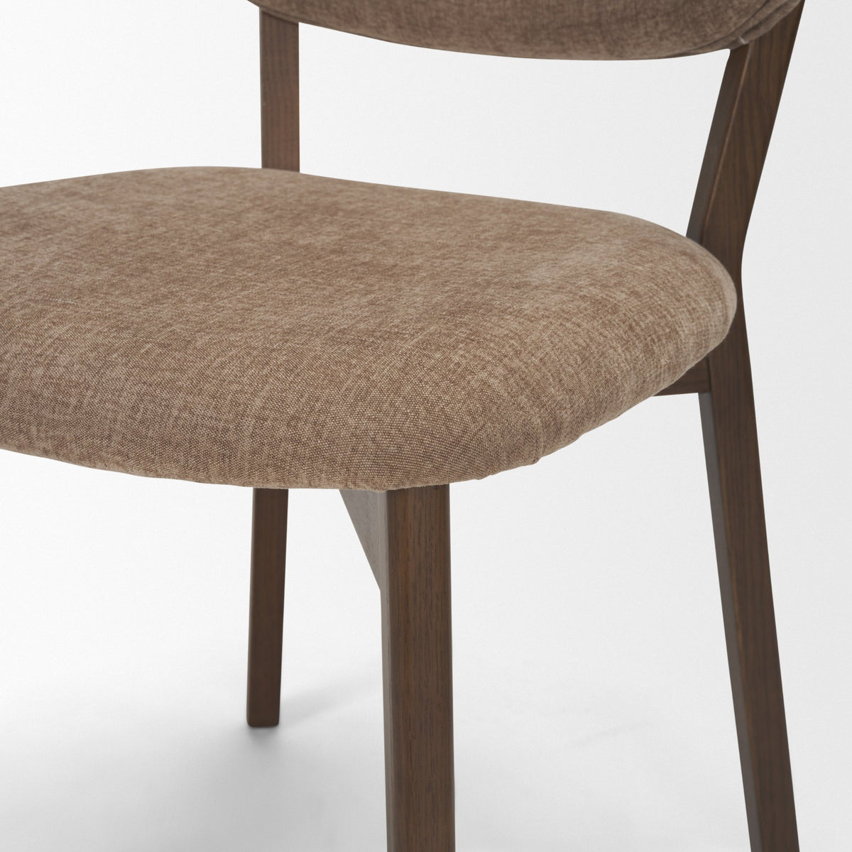 Cole Open Back Dining Side Chair | Stonewashed Latte Fabric w/ Wood-Dining Chairs-DECOROLALA