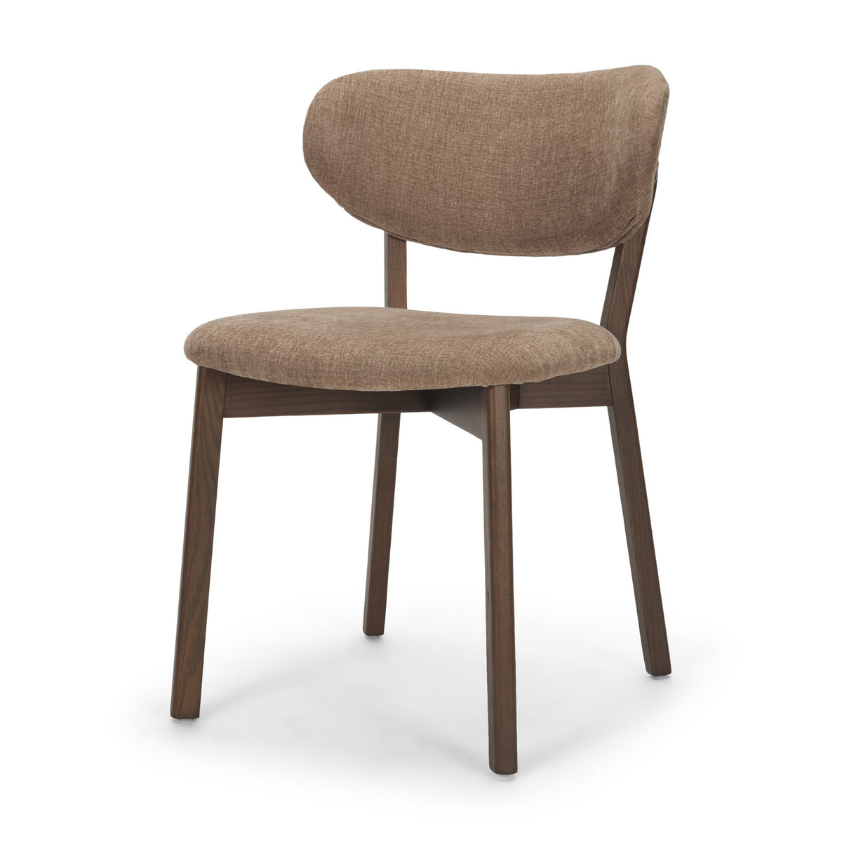 Cole Open Back Dining Side Chair | Stonewashed Latte Fabric w/ Wood-Dining Chairs-DECOROLALA