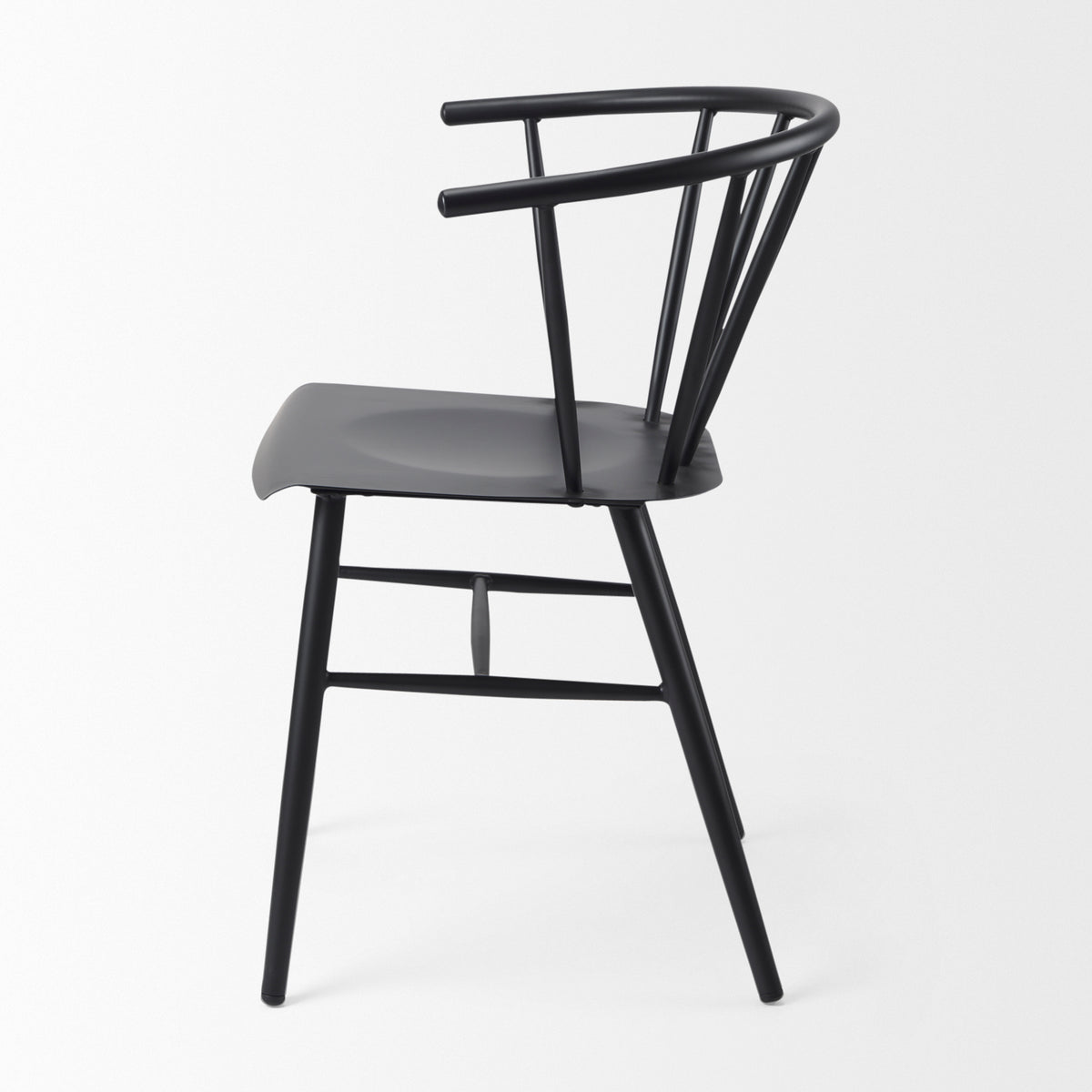 Colin Curved Back Dining Side Chair | Black Metal-Dining Chairs-DECOROLALA