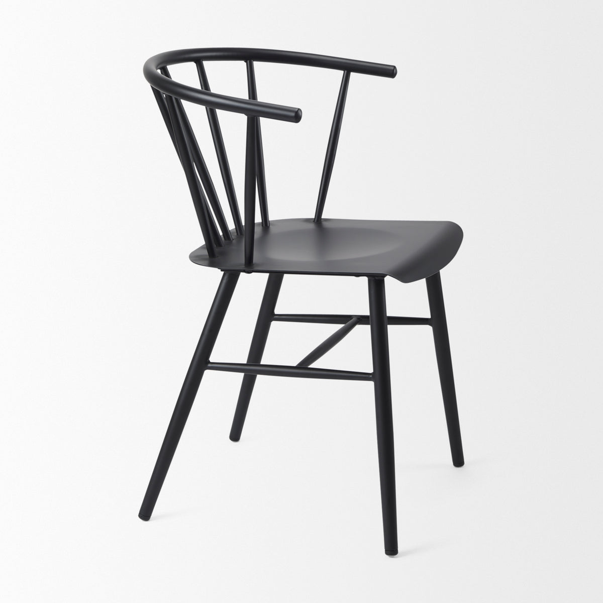 Colin Curved Back Dining Side Chair | Black Metal-Dining Chairs-DECOROLALA