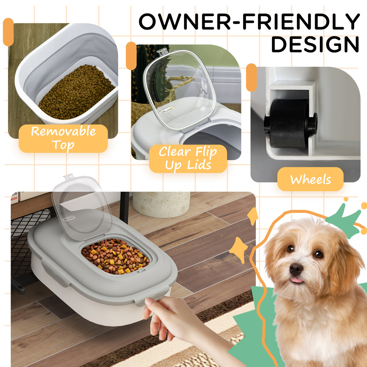 Collapsible Dog Food Storage Container - 30lb Airtight Grey-Dogs-DECOROLALA