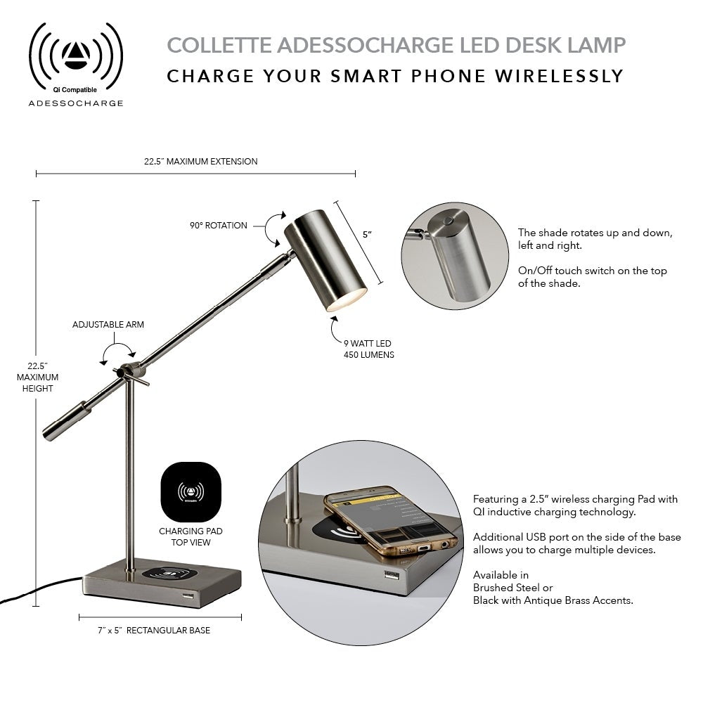 Collette Adesso Charge LED Desk Lamp-Lighting-DECOROLALA