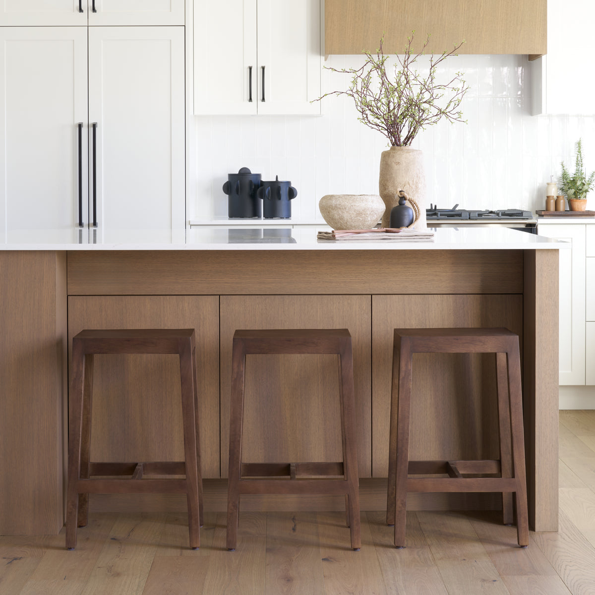 Colony 25" Seat Height Wood Seat & Frame Stool-Bar Stools-DECOROLALA