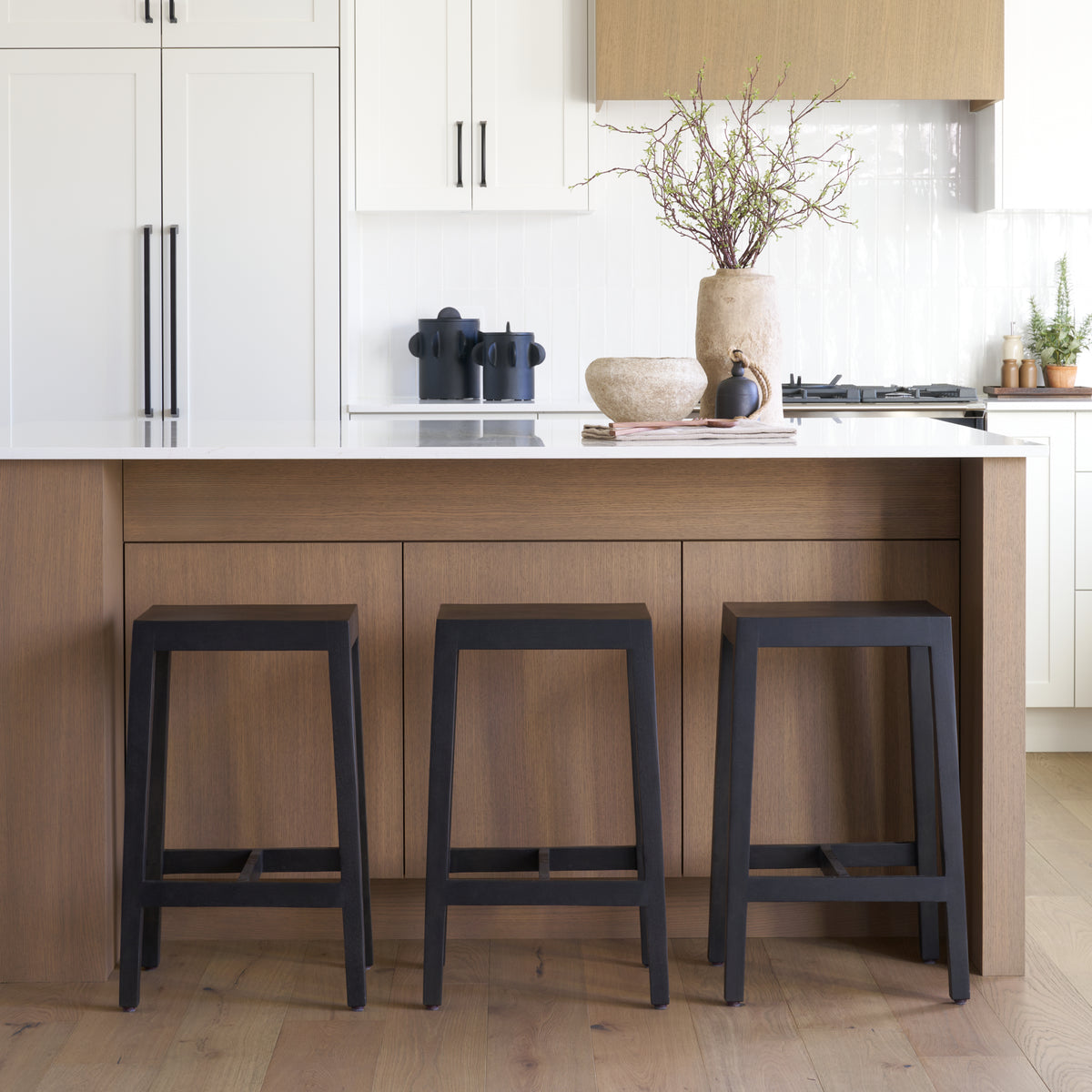 Colony 25" Seat Height Wood Seat & Frame Stool-Bar Stools-DECOROLALA