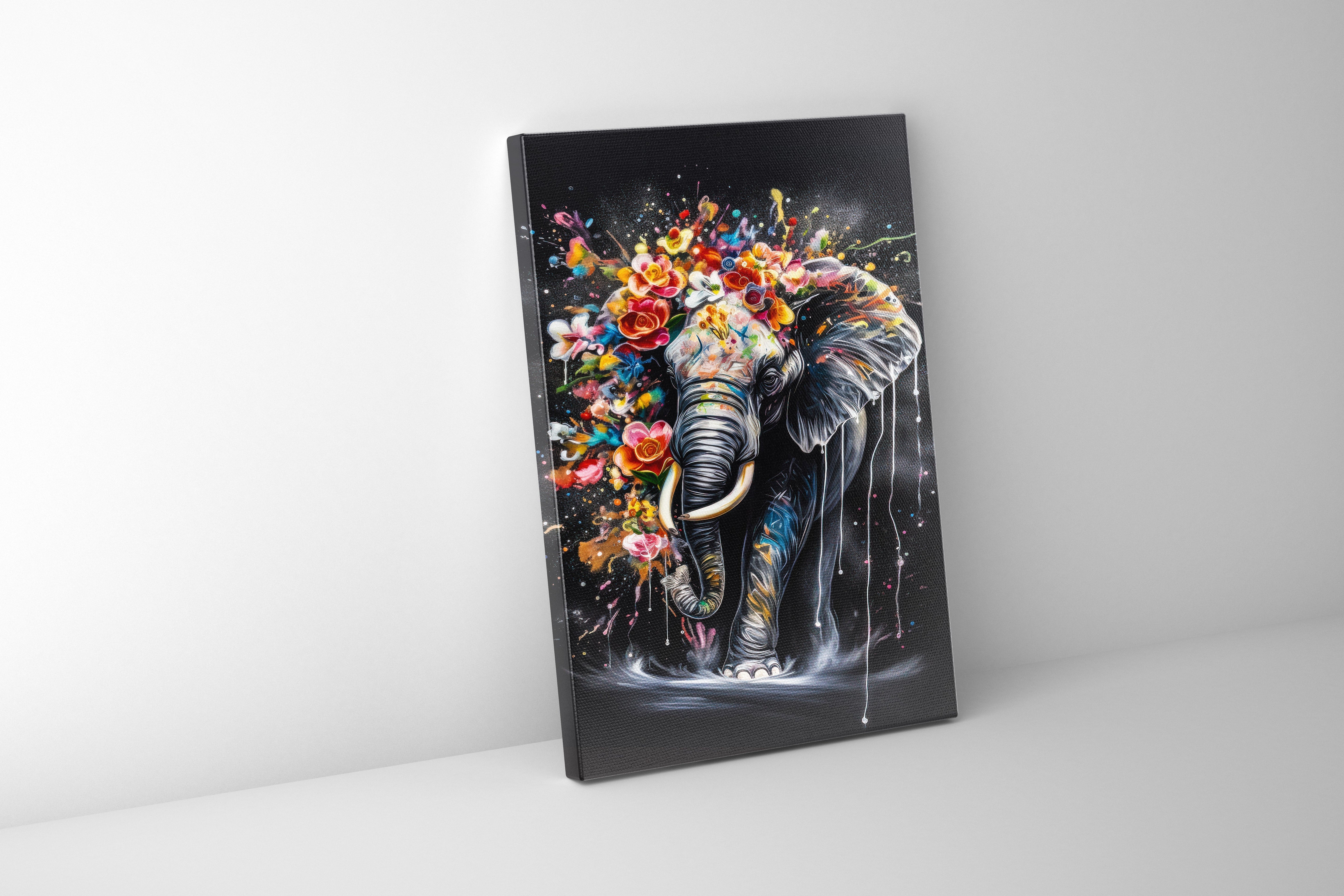 Colorful Elephant Canvas Wall Art 48x36 inches RGB Vanish-Wall Art-DECOROLALA