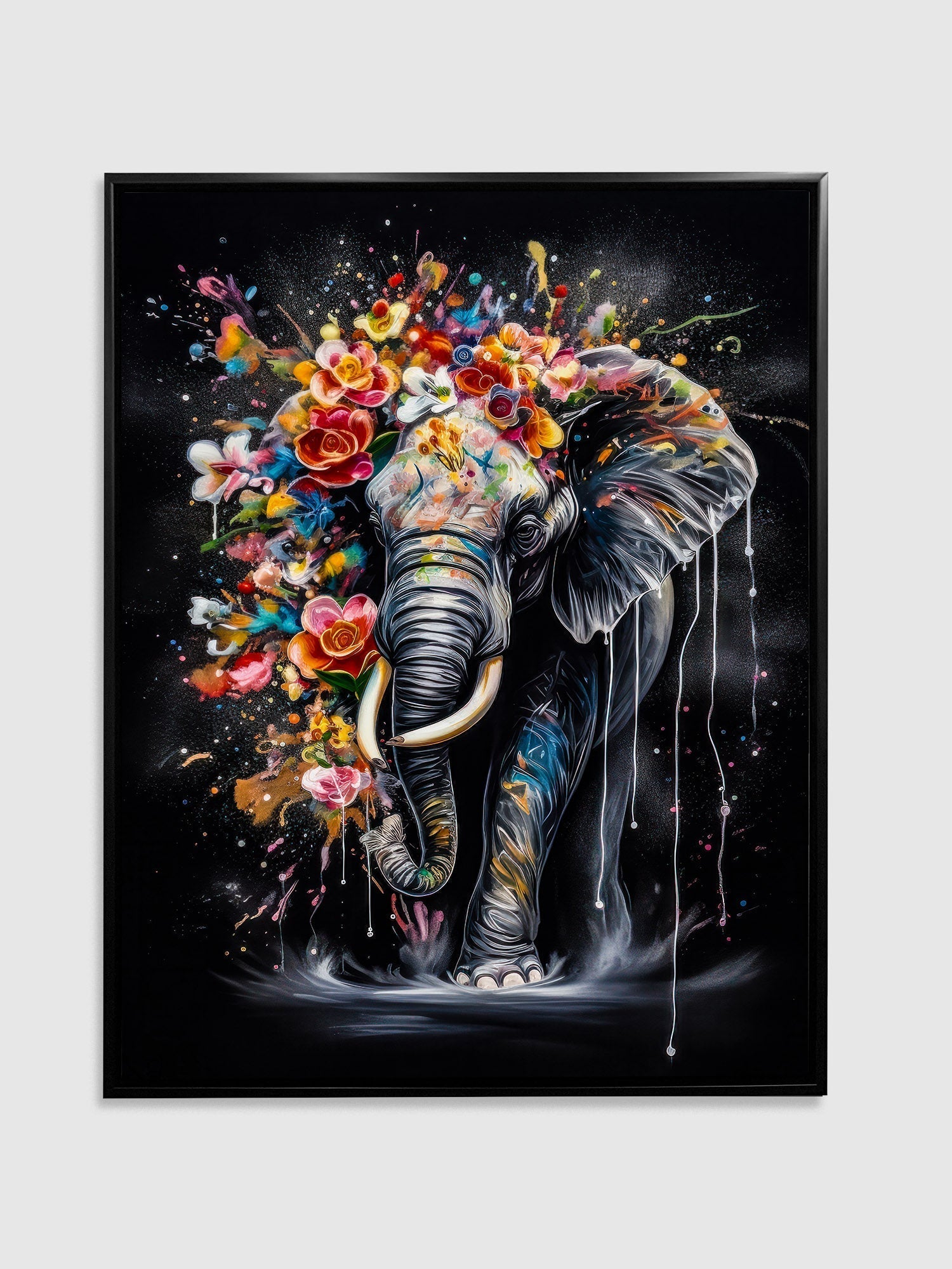 Colorful Elephant Canvas Wall Art 48x36 inches RGB Vanish-Wall Art-DECOROLALA