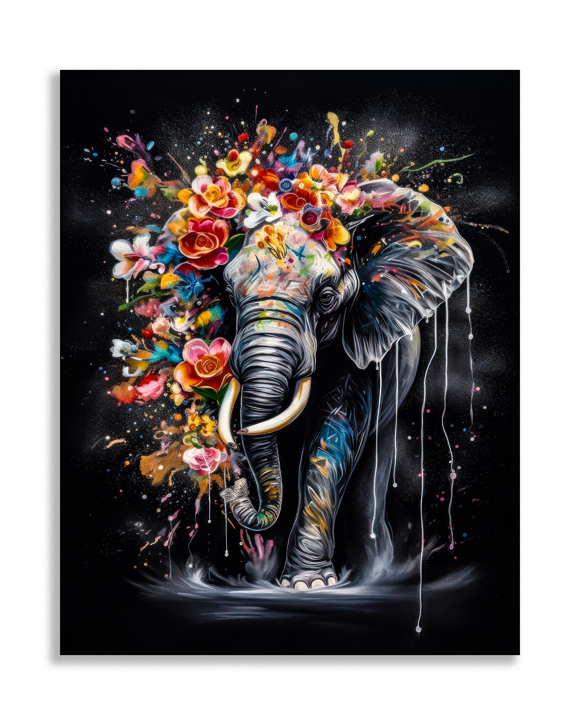 Colorful Elephant Canvas Wall Art 48x36 inches RGB Vanish-Wall Art-DECOROLALA
