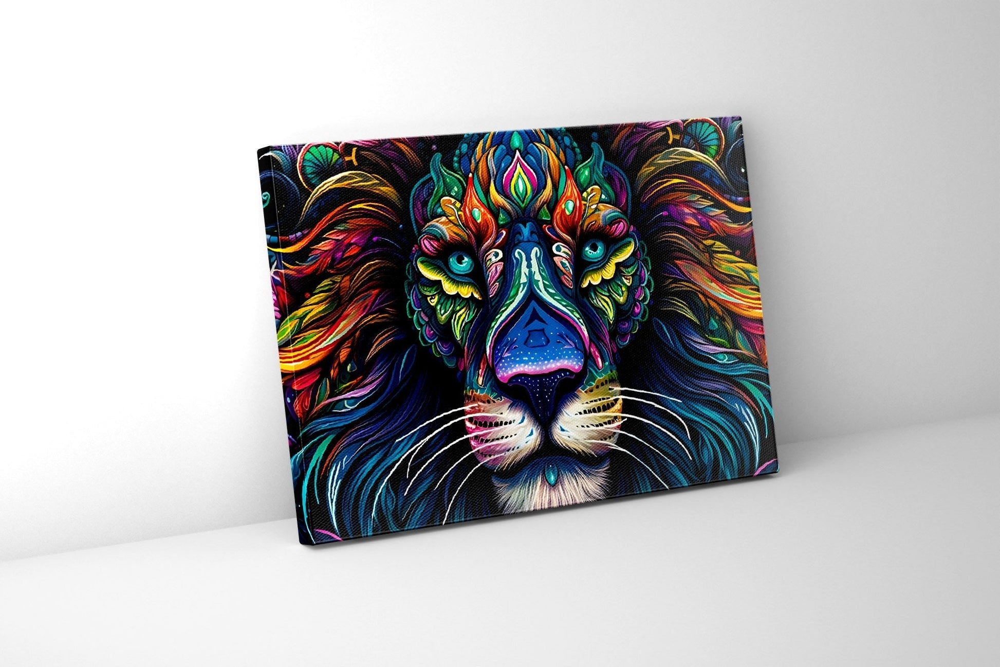 Colorful Lion Canvas Wall Art 48x36 Inch-Wall Art-DECOROLALA