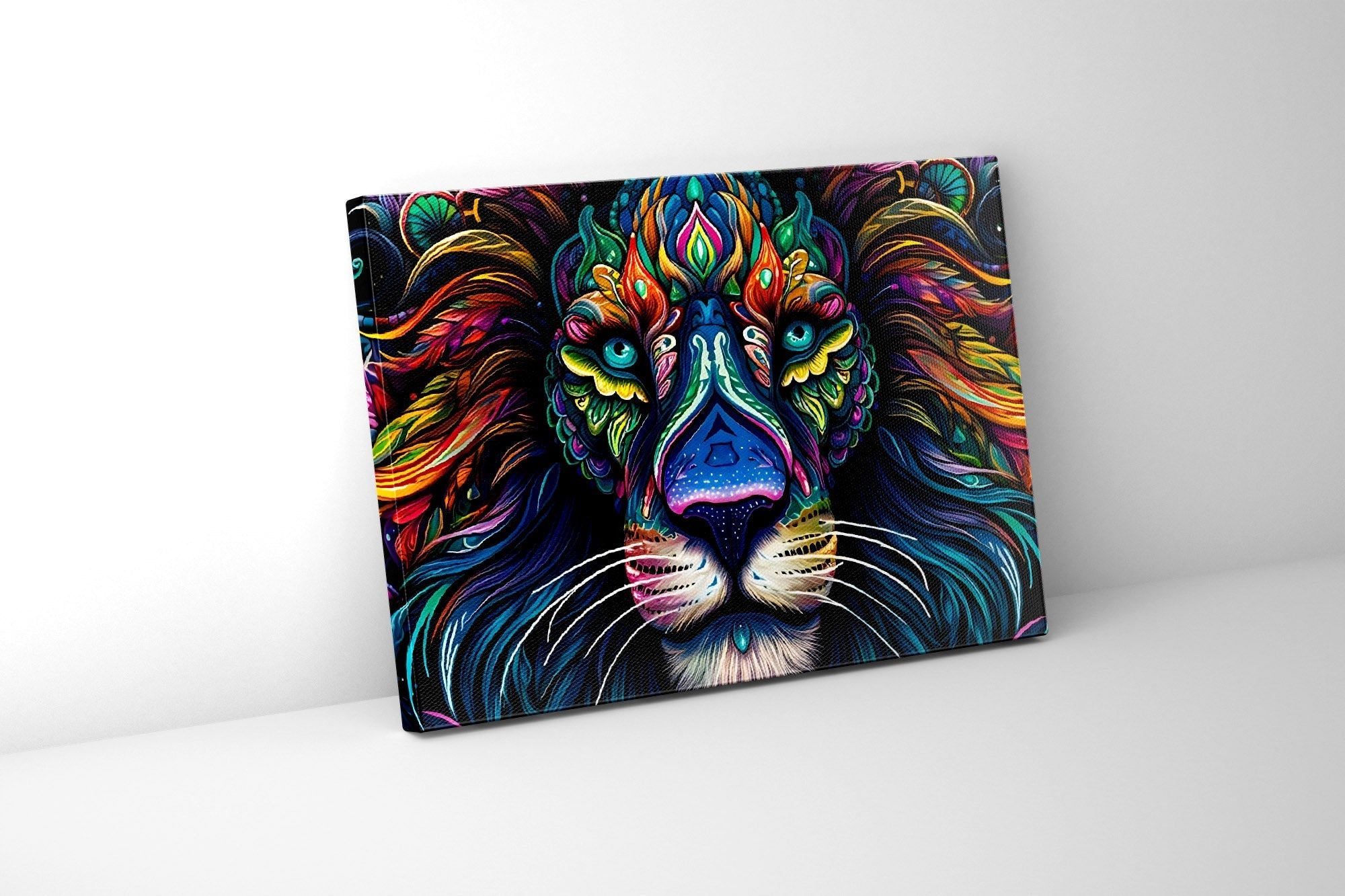 Colorful Lion Canvas Wall Art 48x36 Inch-Wall Art-DECOROLALA