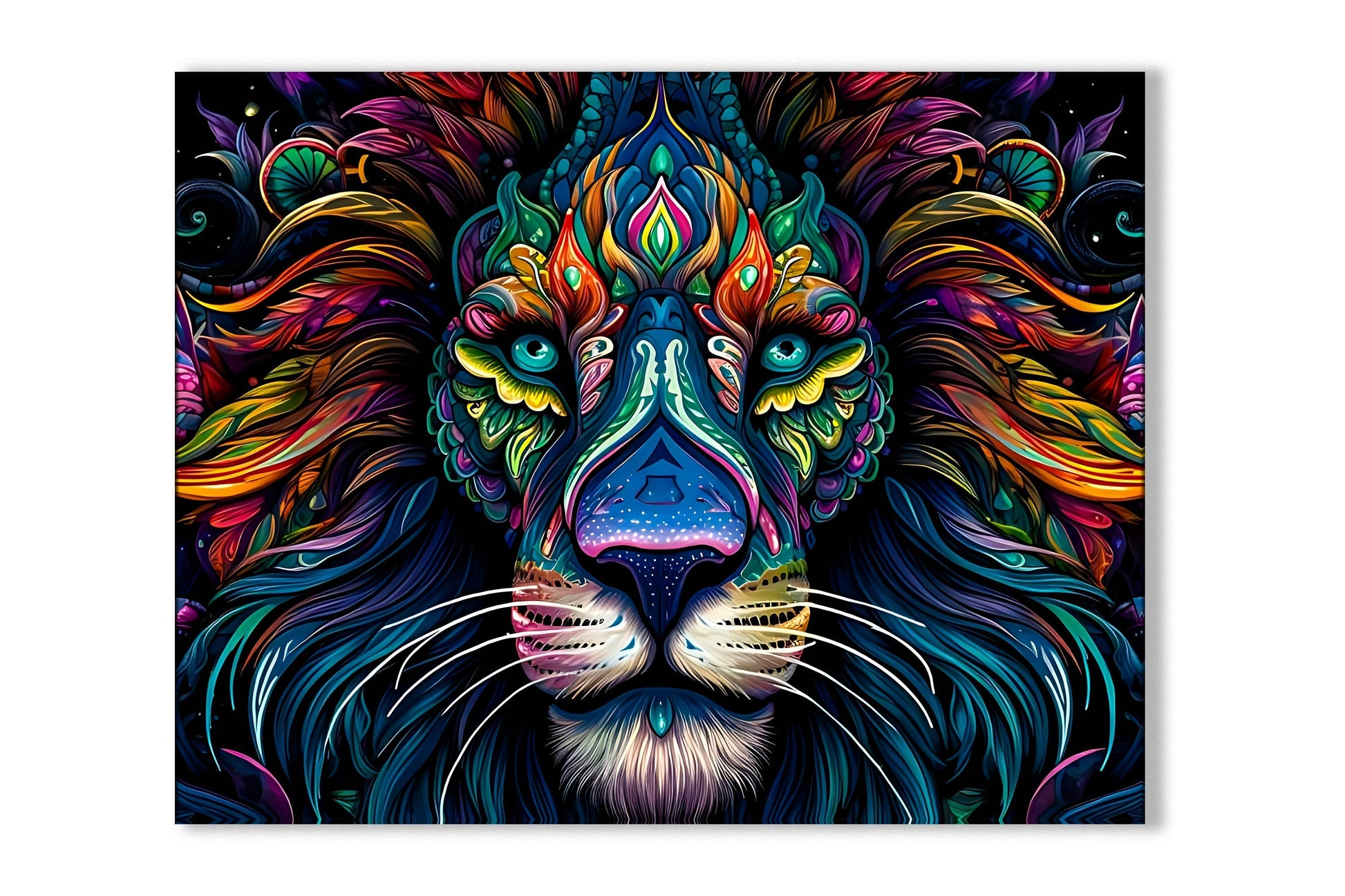 Colorful Lion Canvas Wall Art 48x36 Inch-Wall Art-DECOROLALA