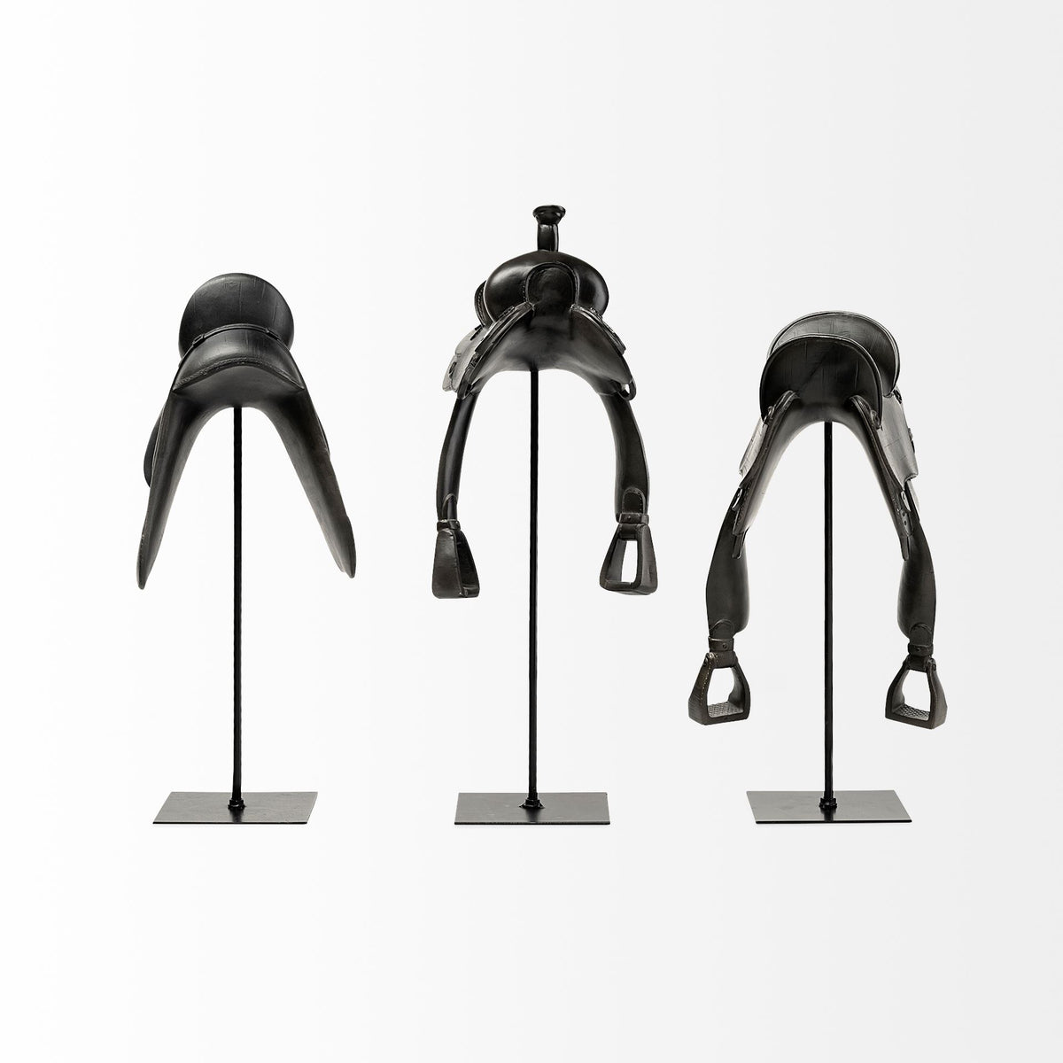 Colt III Black Equestrian-Inspired Horse Saddle Decor - 8" x 9"-Decorative Objects-DECOROLALA
