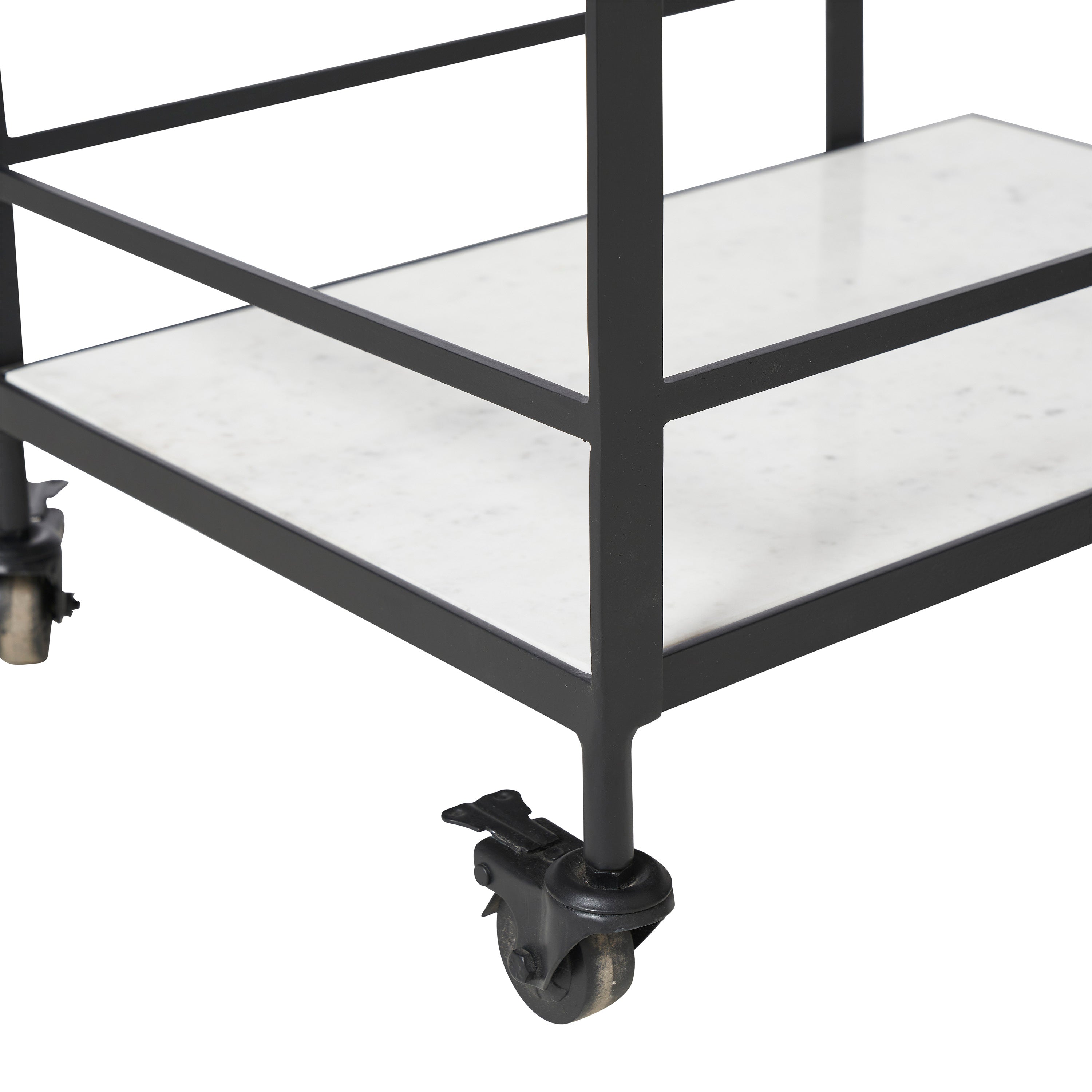 Colton Indoor Iron Bar Cart, Matte Black-Bar Cart-DECOROLALA