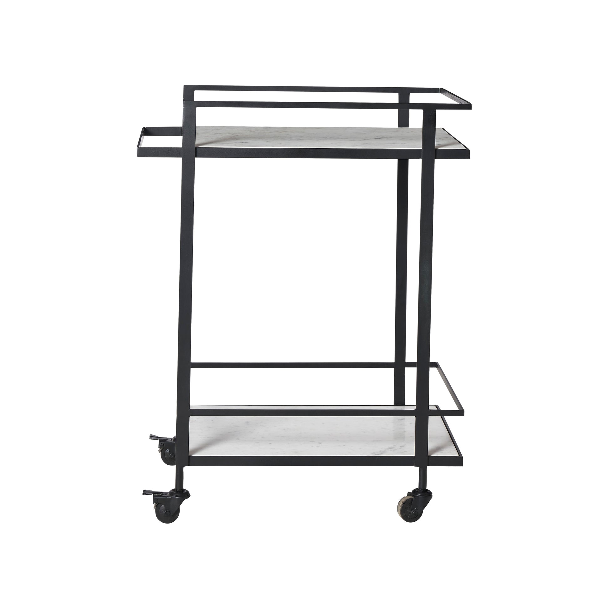 Colton Indoor Iron Bar Cart, Matte Black-Bar Cart-DECOROLALA
