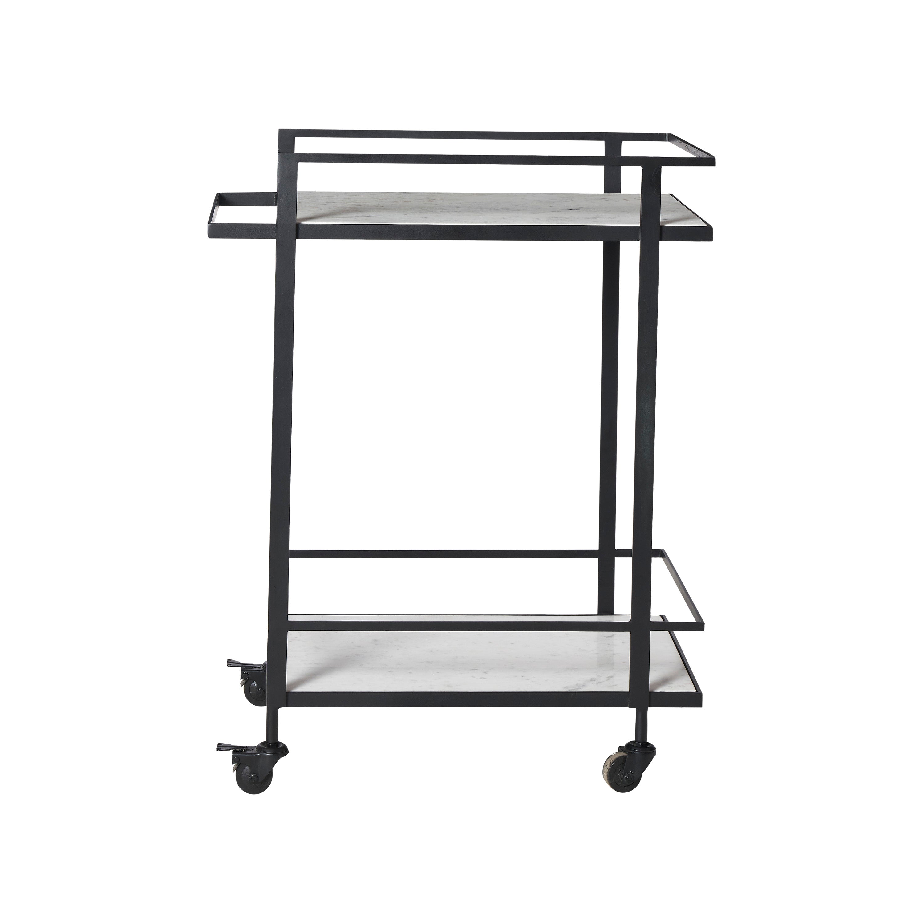 Colton Indoor Iron Bar Cart, Matte Black-Bar Cart-DECOROLALA
