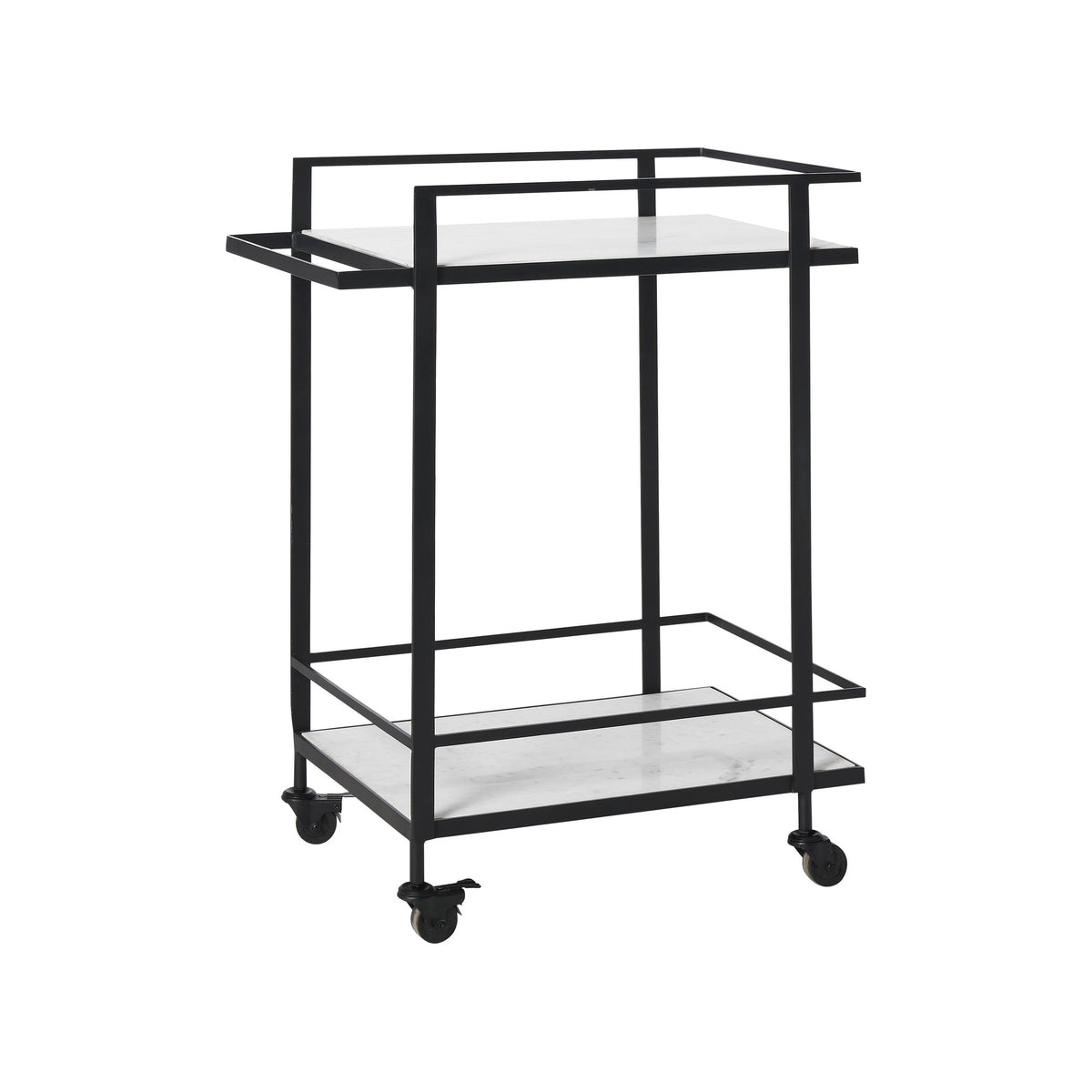 Colton Indoor Iron Bar Cart, Matte Black-Bar Carts-DECOROLALA