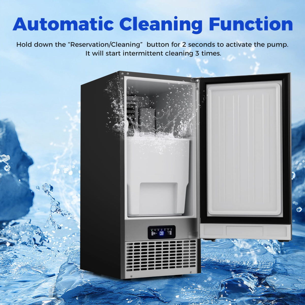 Commercial Ice Maker 110 lbs/24H Undercounter Ice Machine with 25 lbs Storage Capacity-Ice Makers-DECOROLALA