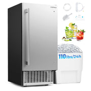 Commercial Ice Maker 110 lbs/24H Undercounter Ice Machine with 25 lbs Storage Capacity-Ice Makers-DECOROLALA